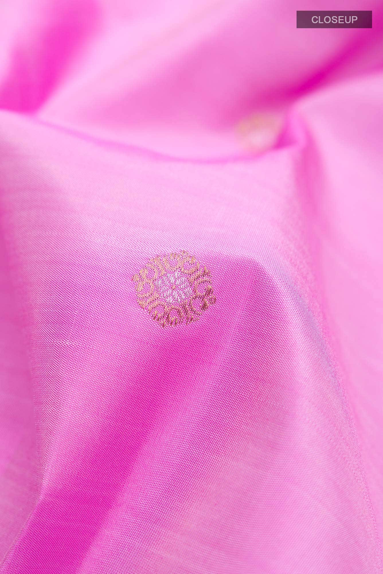 Pure Silk Pure Zari Rose pink Kanchipuram Saree - Image 3
