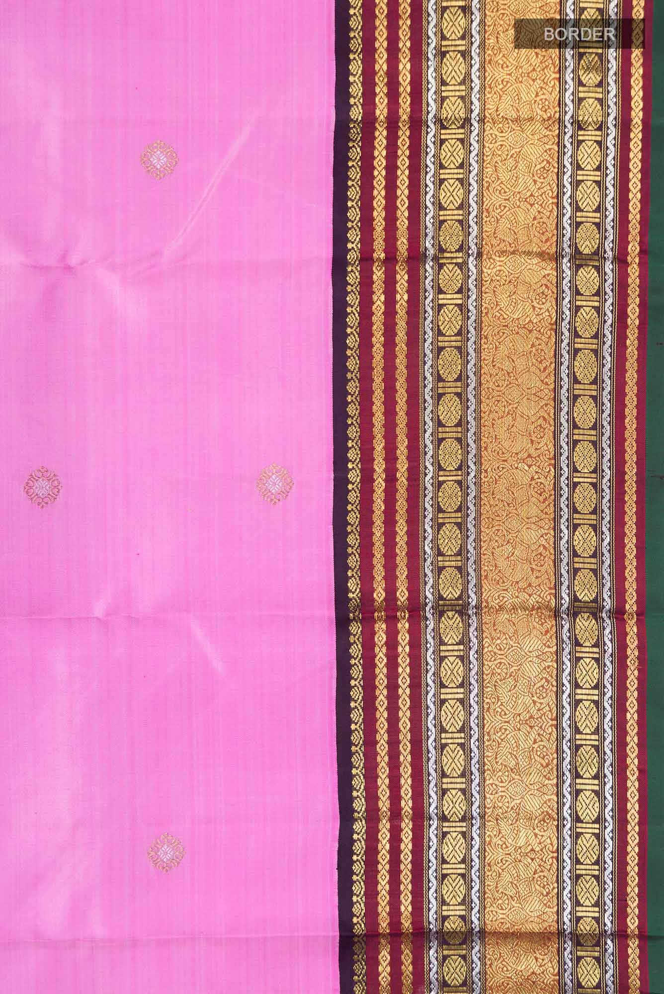 Pure Silk Pure Zari Rose pink Kanchipuram Saree - Image 6