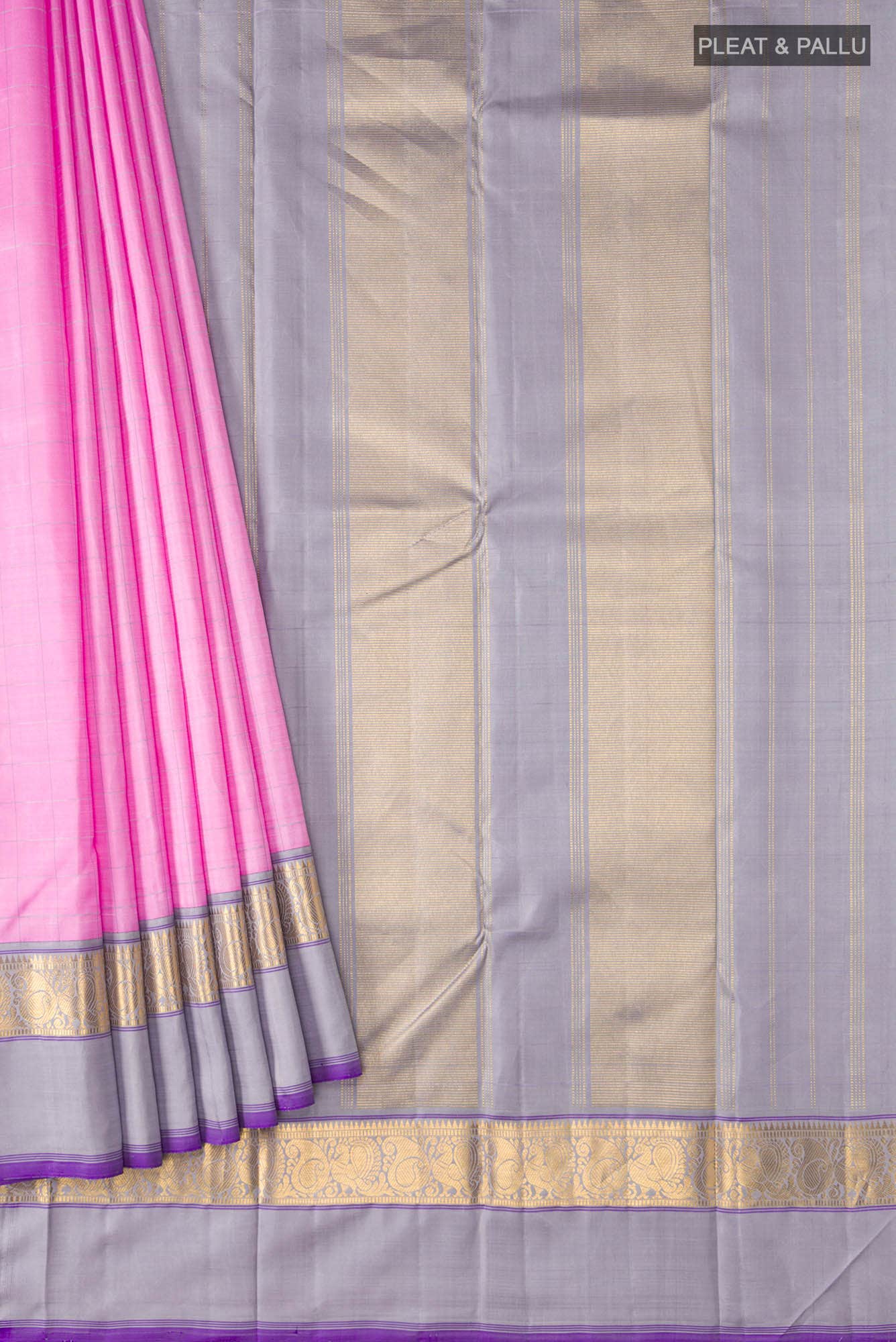 Rose pink Kanjivaram Silk Saree - Image 2