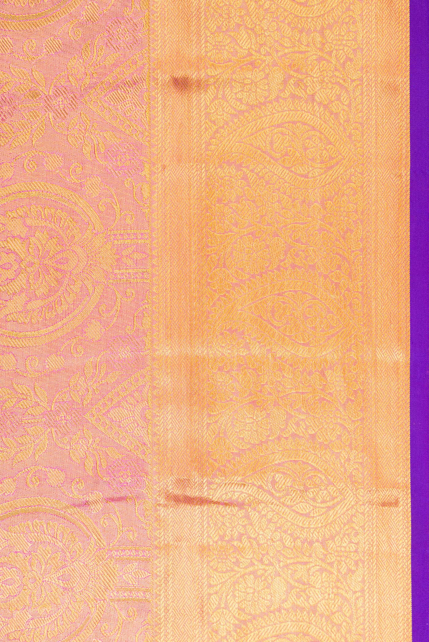 Rose pink Kanchipuram Tissue Silk Saree - Image 3
