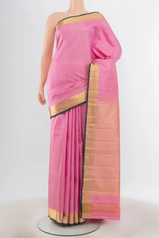 Rose pink Kanjivaram Silk Saree