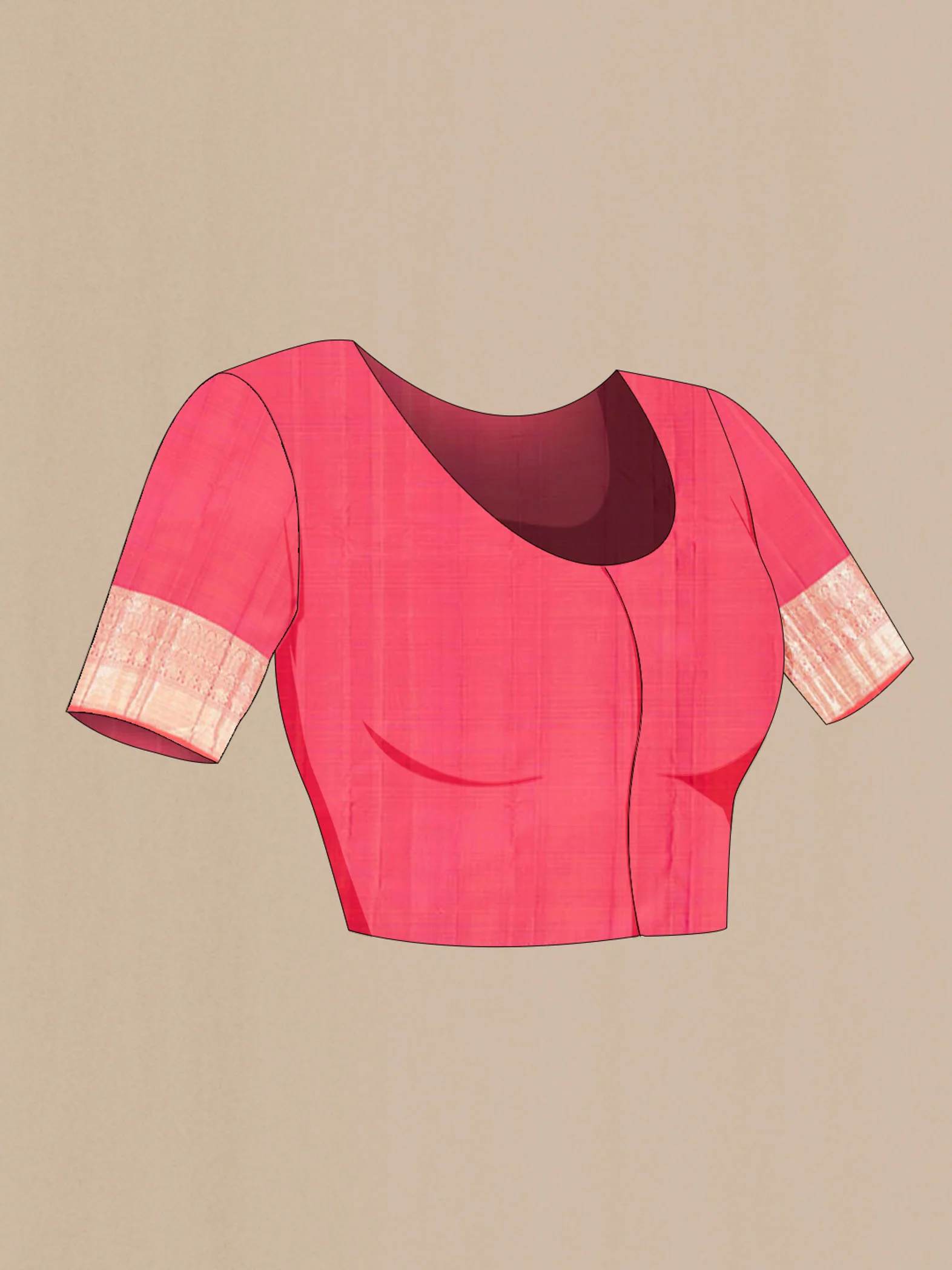 Pink with Orange Color Kanjivaram Silk Saree - Image 4