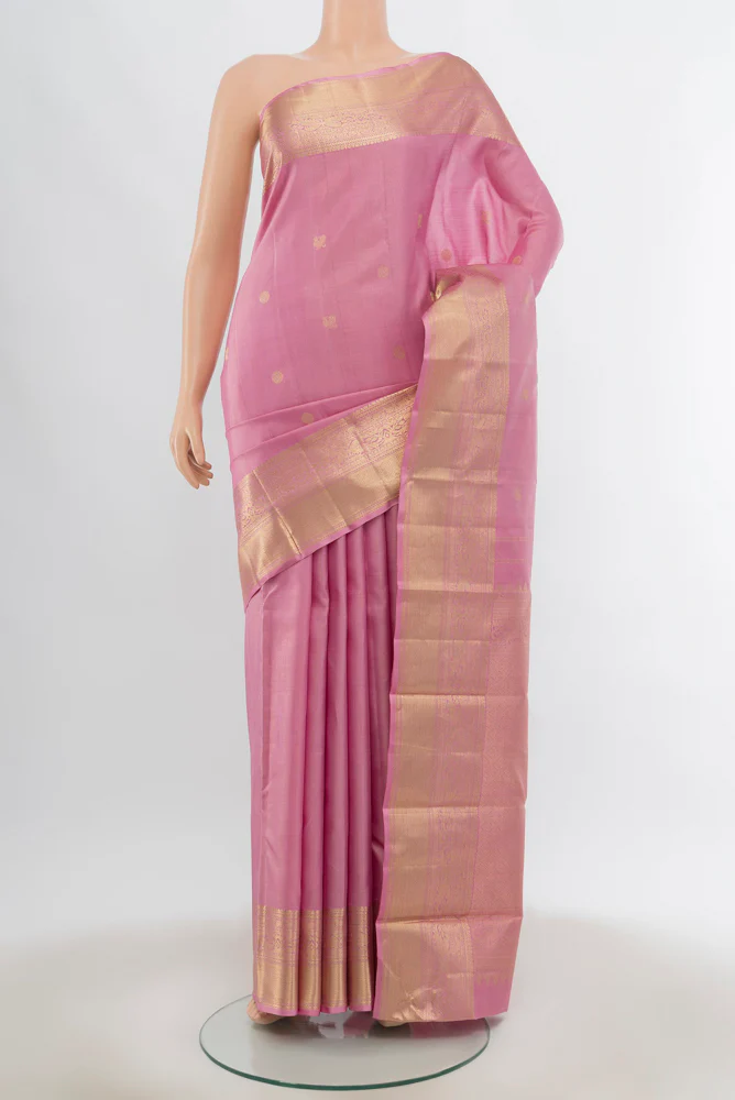 Rose pink Kanjivaram Silk Saree