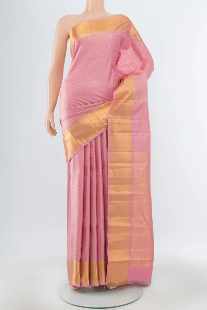 Rose pink Kanjivaram Silk Saree
