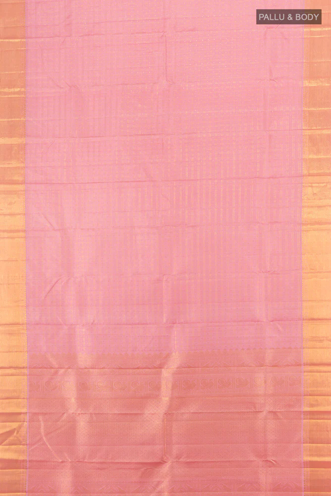 Rose pink Kanjivaram Silk Saree - Image 5