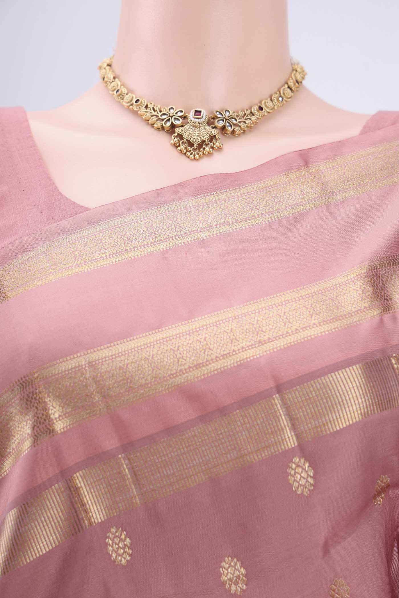 Rose pink Kanjivaram Silk Saree - Image 2