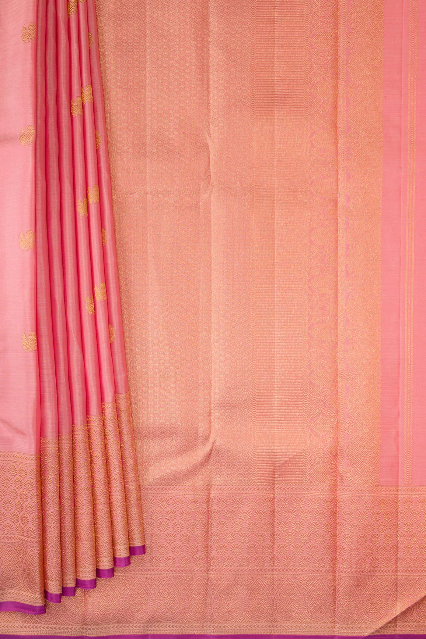 Rose pink Kanjivaram Silk Saree - Image 4