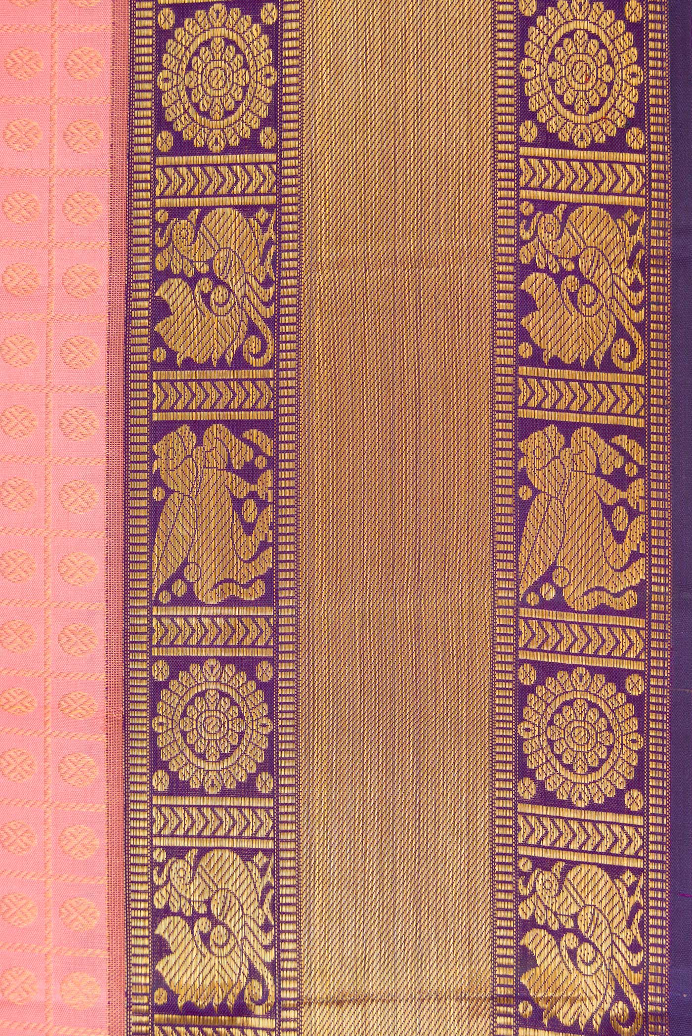 Rose pink Kanjivaram Silk Saree - Image 3