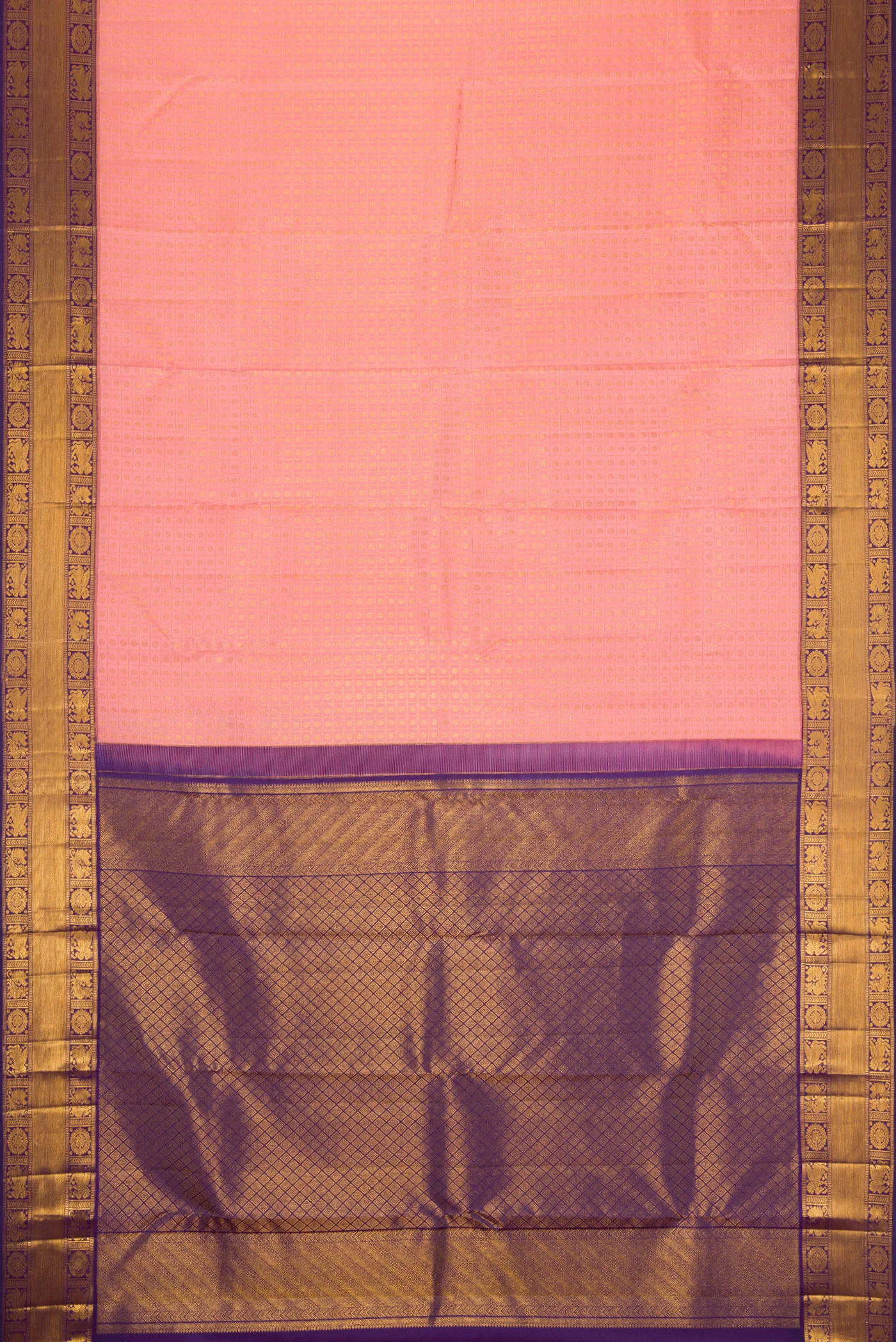 Rose pink Kanjivaram Silk Saree - Image 6