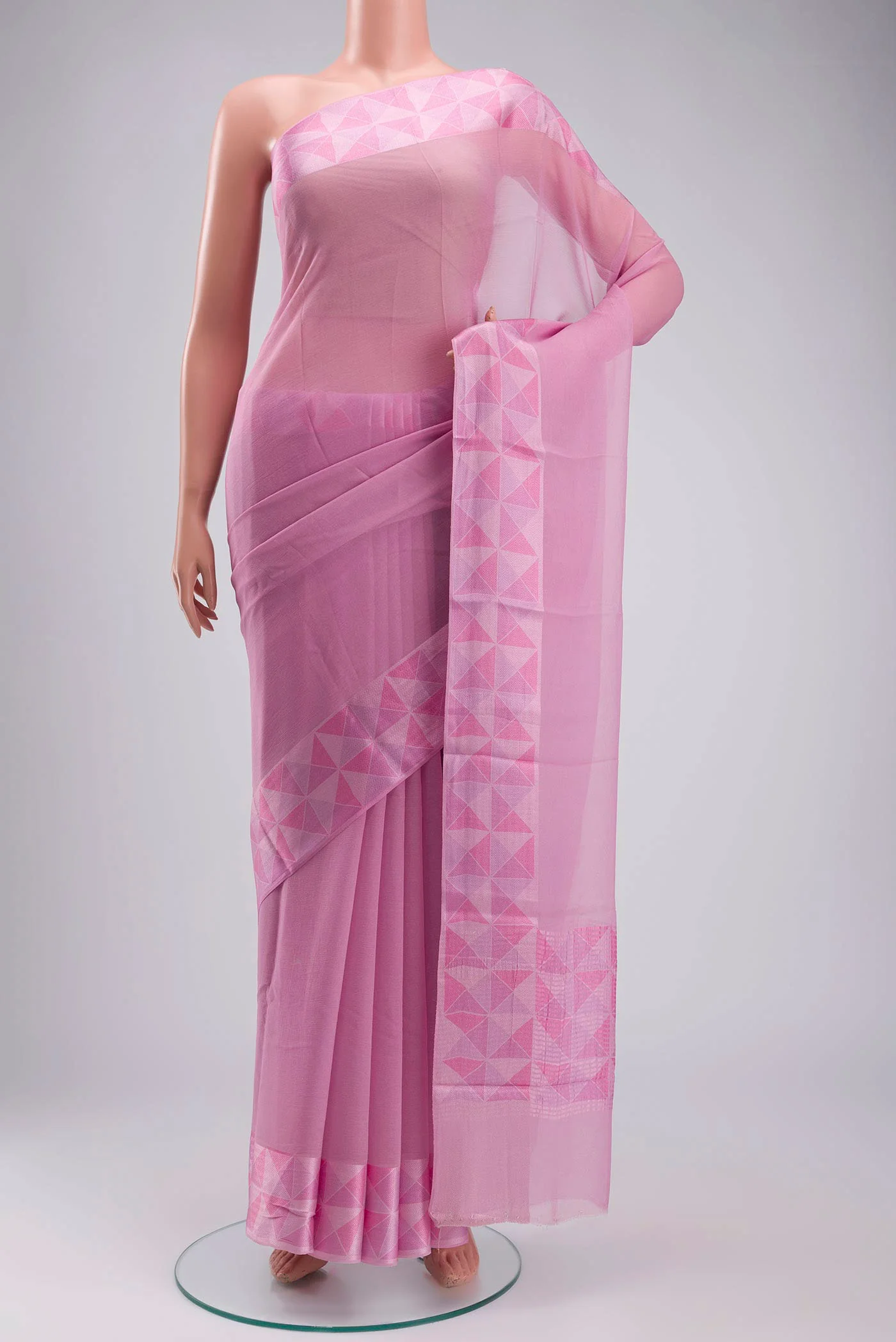 Rose pink Mysore Chiffon Saree