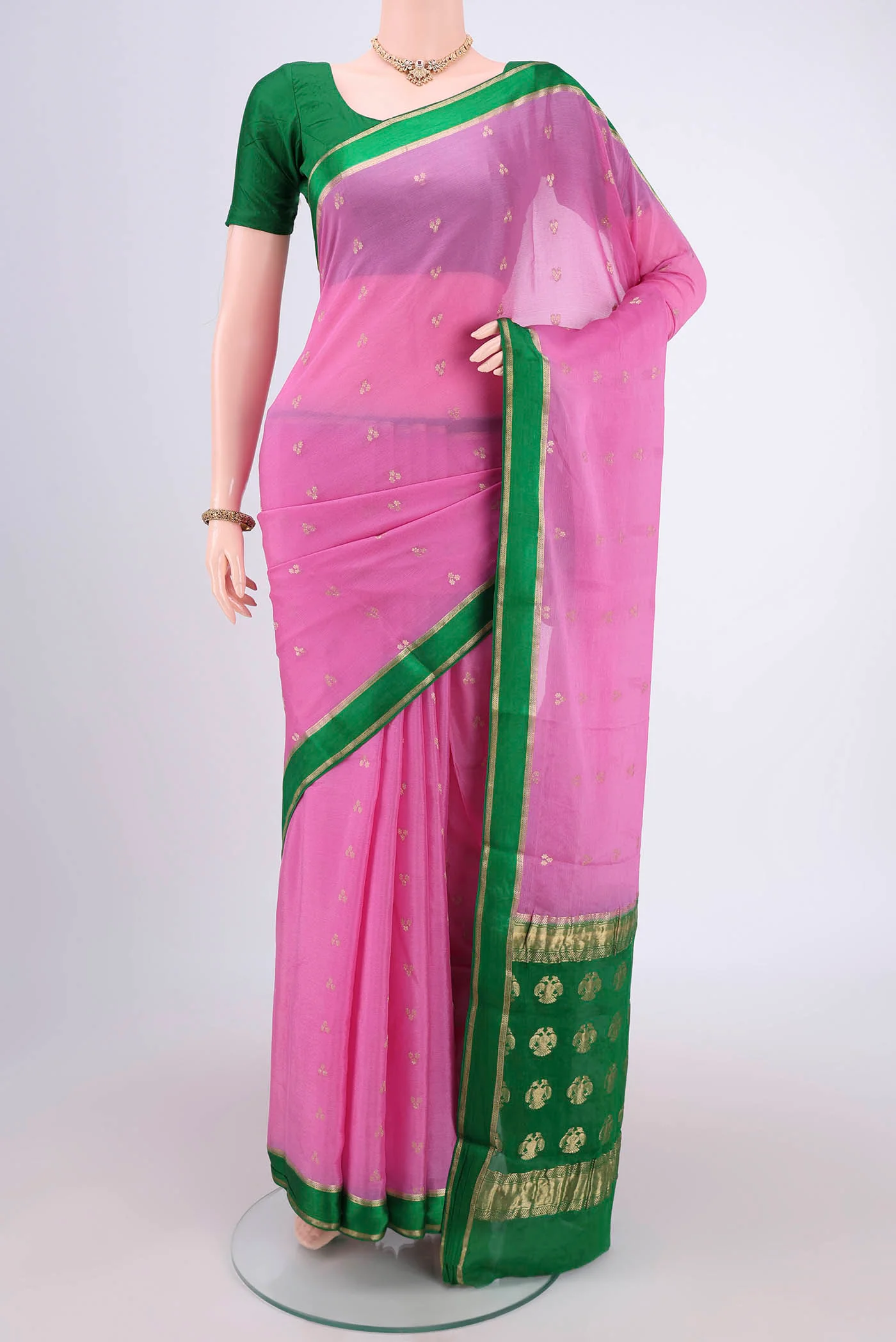 Rose pink Mysore Chiffon Saree