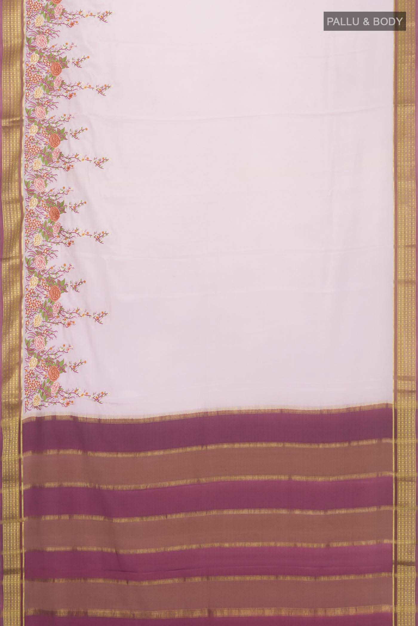 Rose pink Mysore Crepe Saree - Image 5
