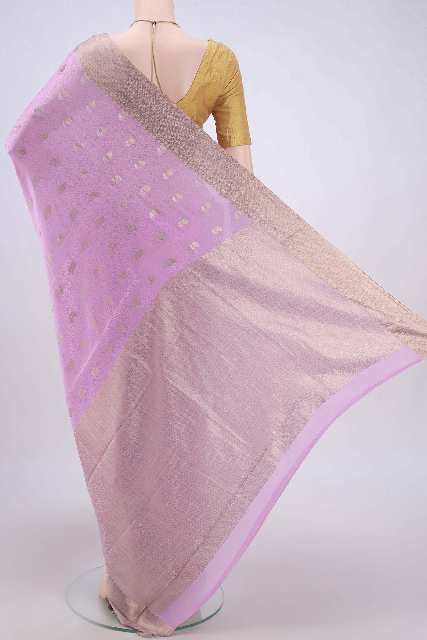 Lavender Mysore Crepe Saree - Image 3