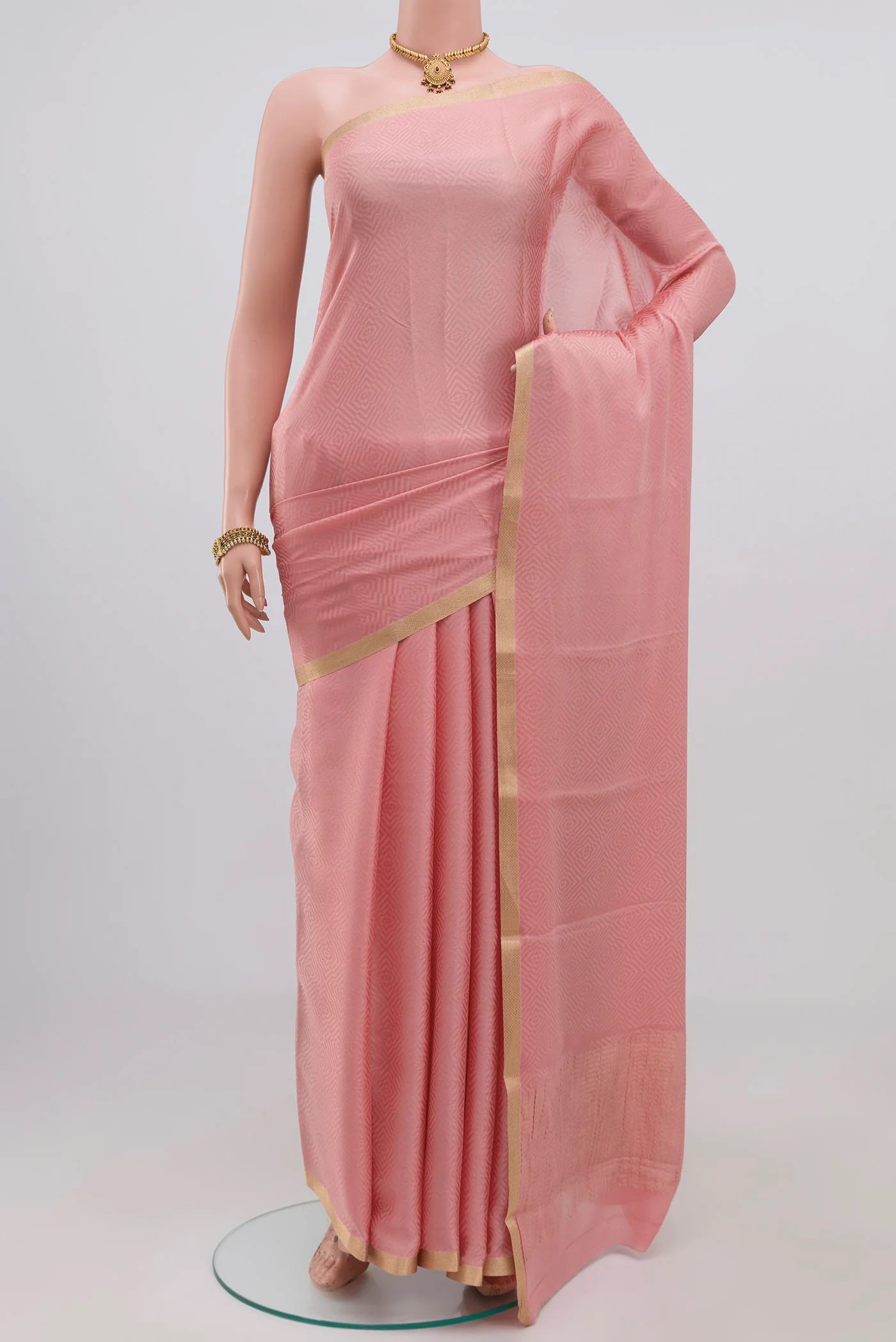 Rose pink Mysore Crepe Saree