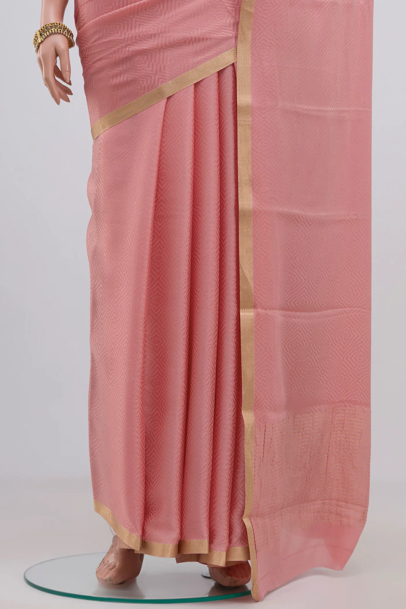 Rose pink Mysore Crepe Saree - Image 3