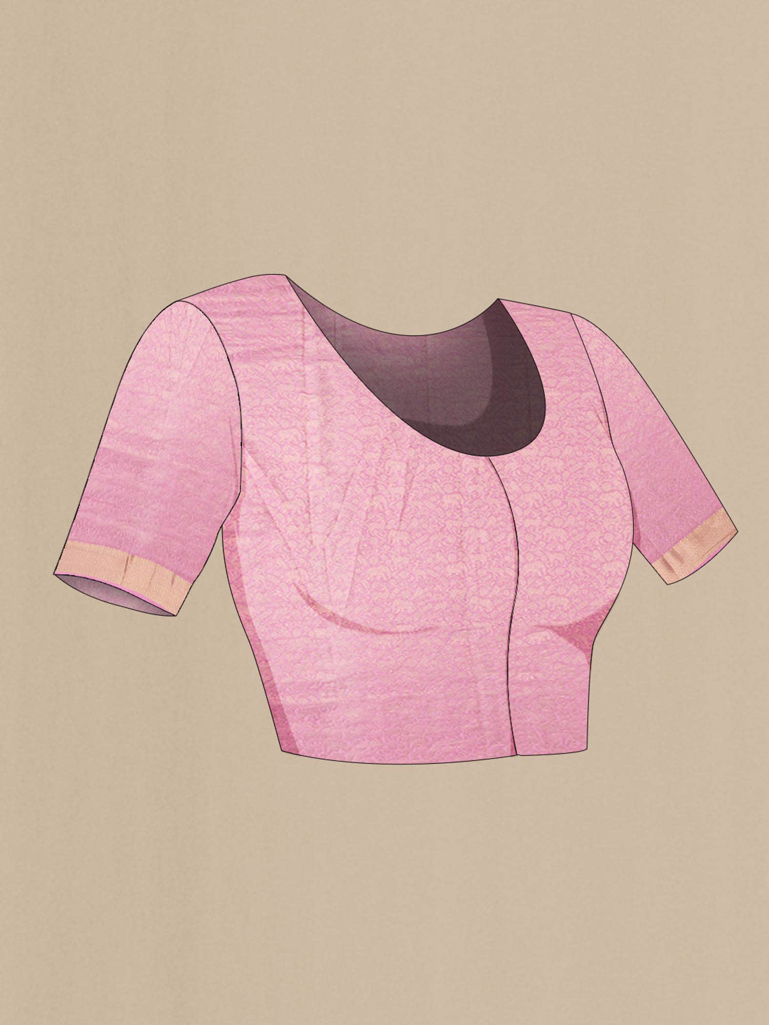 Rose pink Mysore Georgette Saree - Image 5