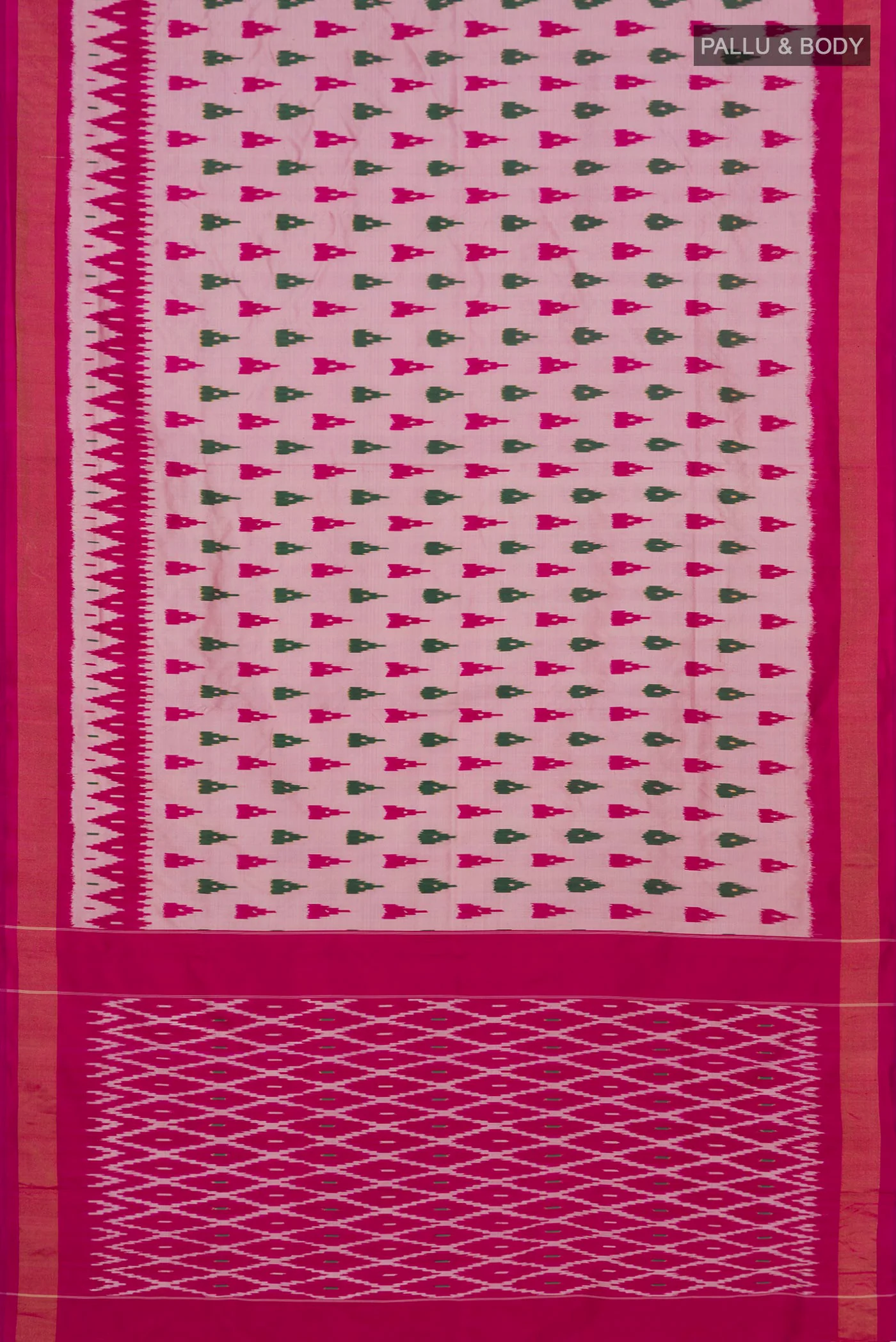 Rose pink Pochampally Silk Saree - Image 5