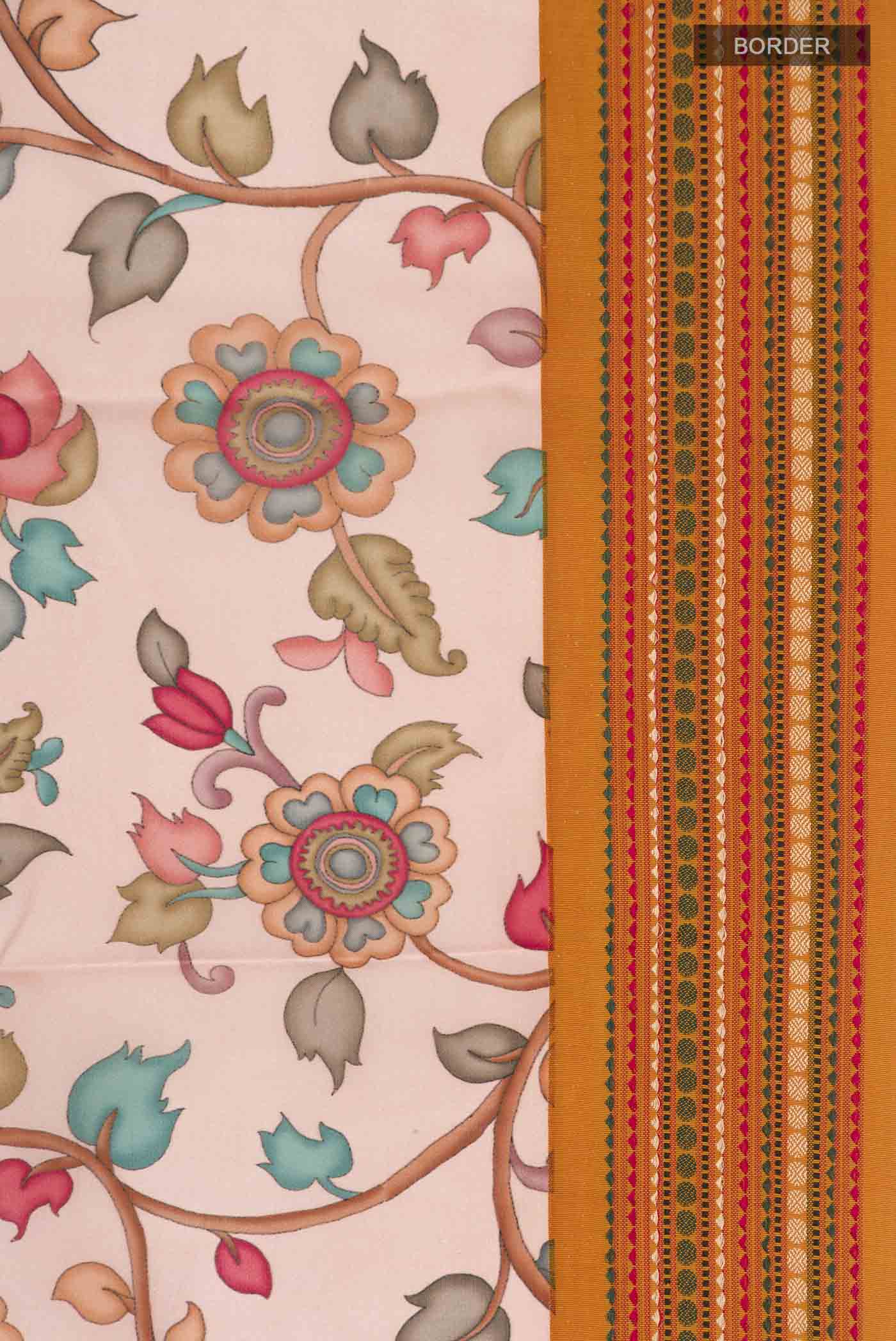 Rose pink Printed Silk Saree - Image 3