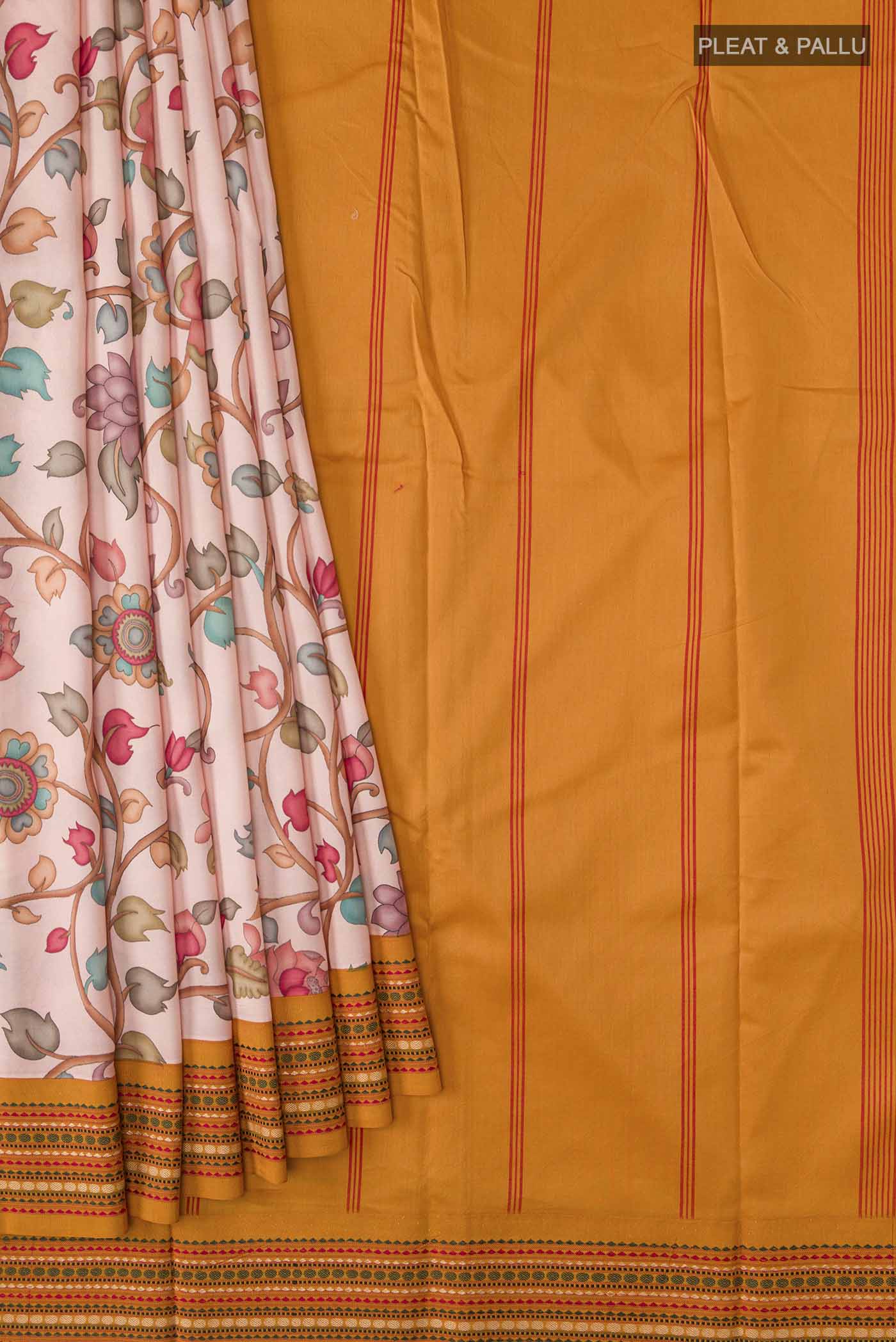 Rose pink Printed Silk Saree - Image 4