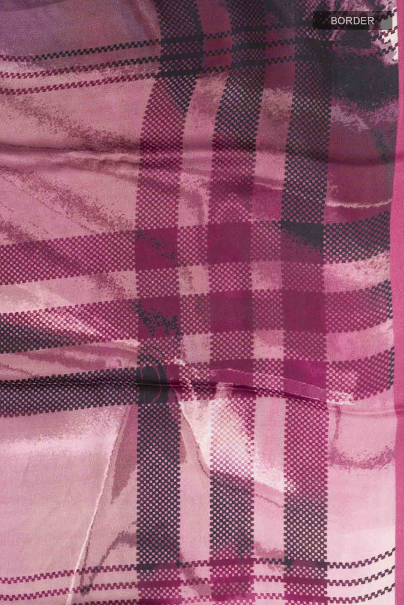 Rose pink Satin Silk Saree - Image 3