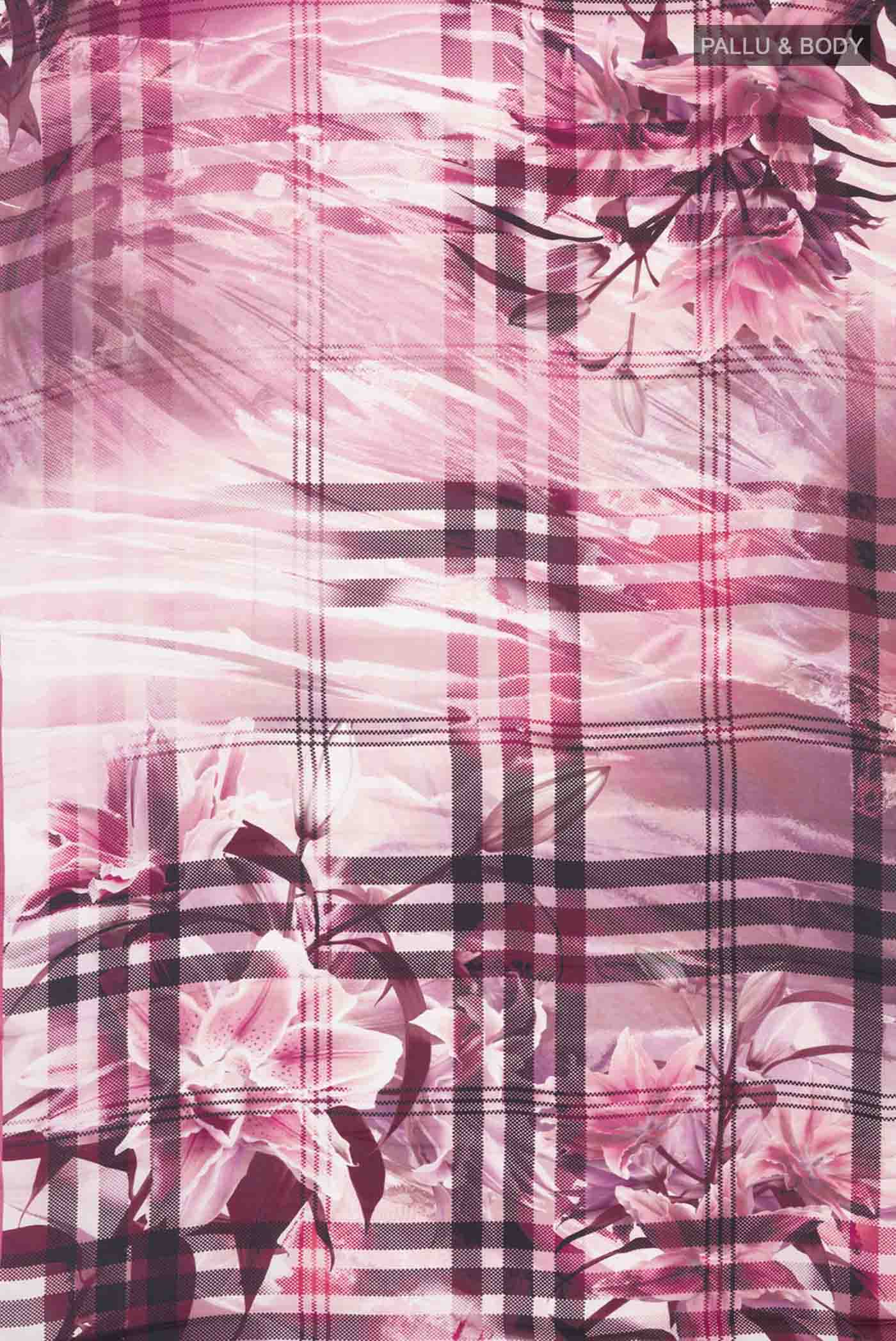 Rose pink Satin Silk Saree - Image 5