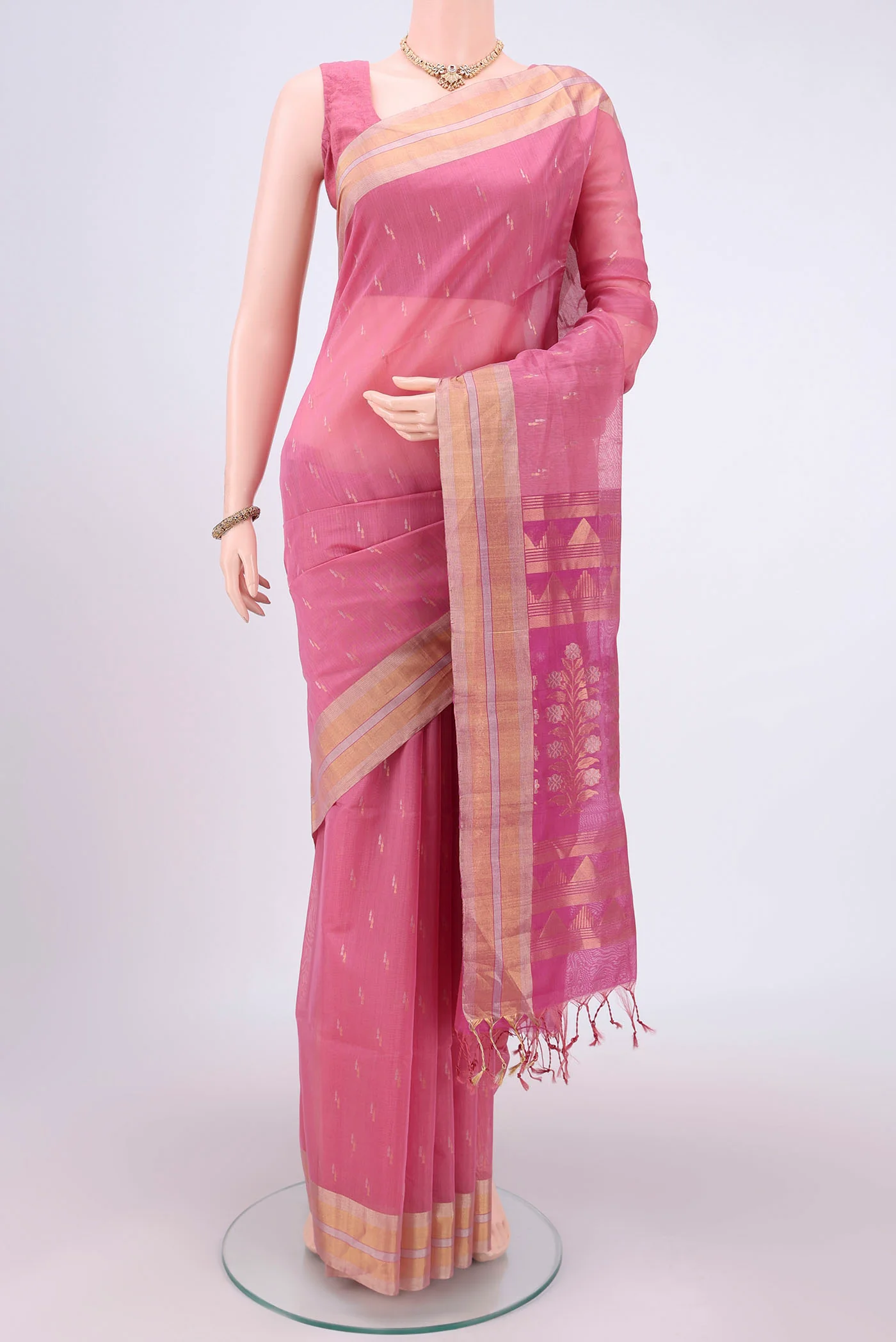 Rose pink Silk Cotton Saree