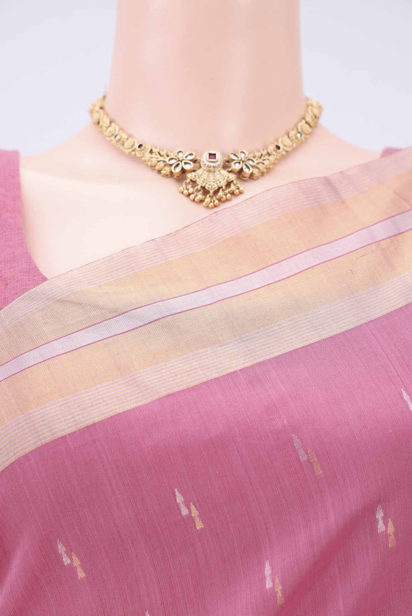 Rose pink Silk Cotton Saree - Image 2