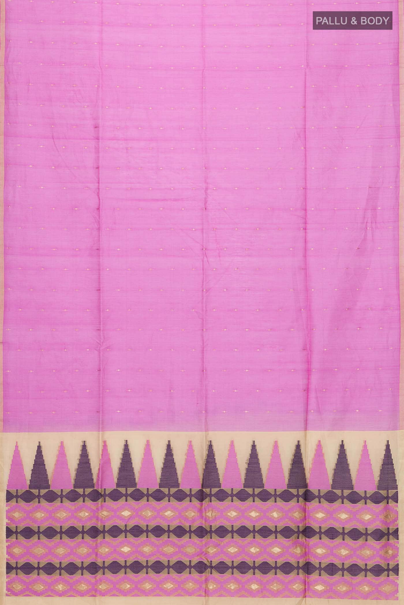 Rose pink Silk Cotton Saree - Image 2