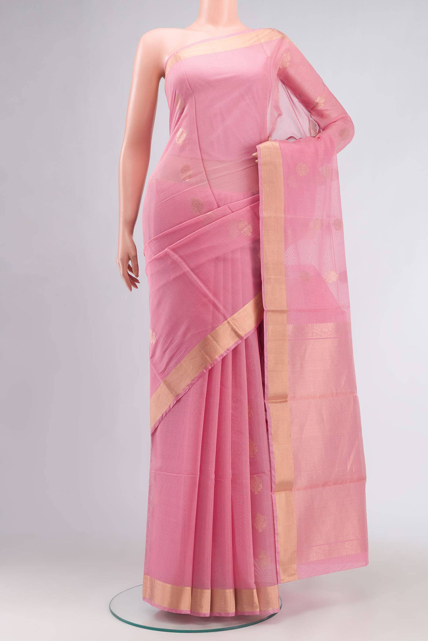 Rose pink Silk Cotton Saree