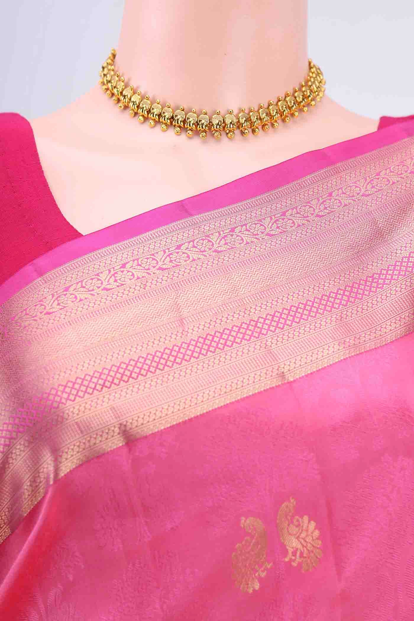 Rose pink Soft Silk Saree - Image 2