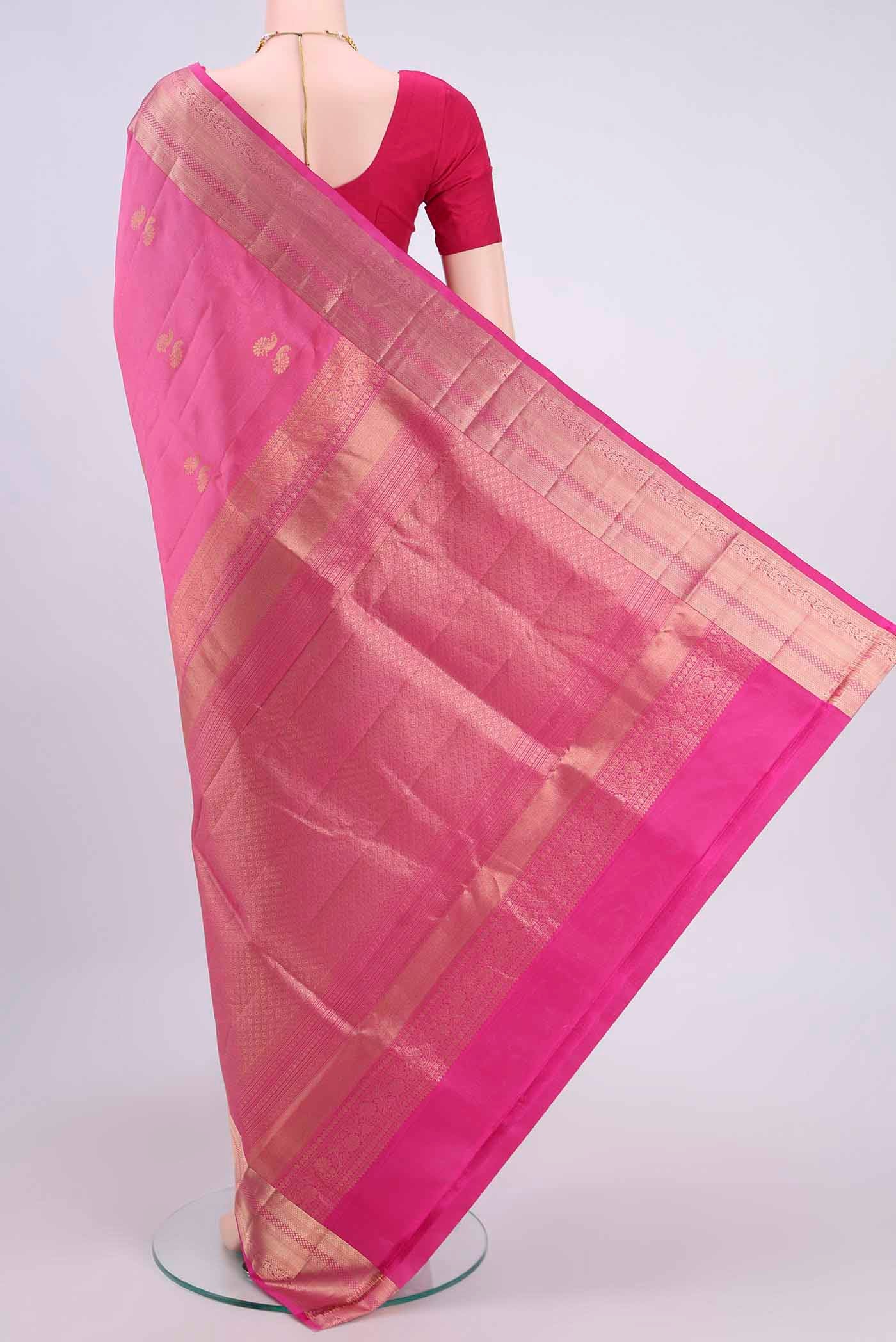 Rose pink Soft Silk Saree - Image 3