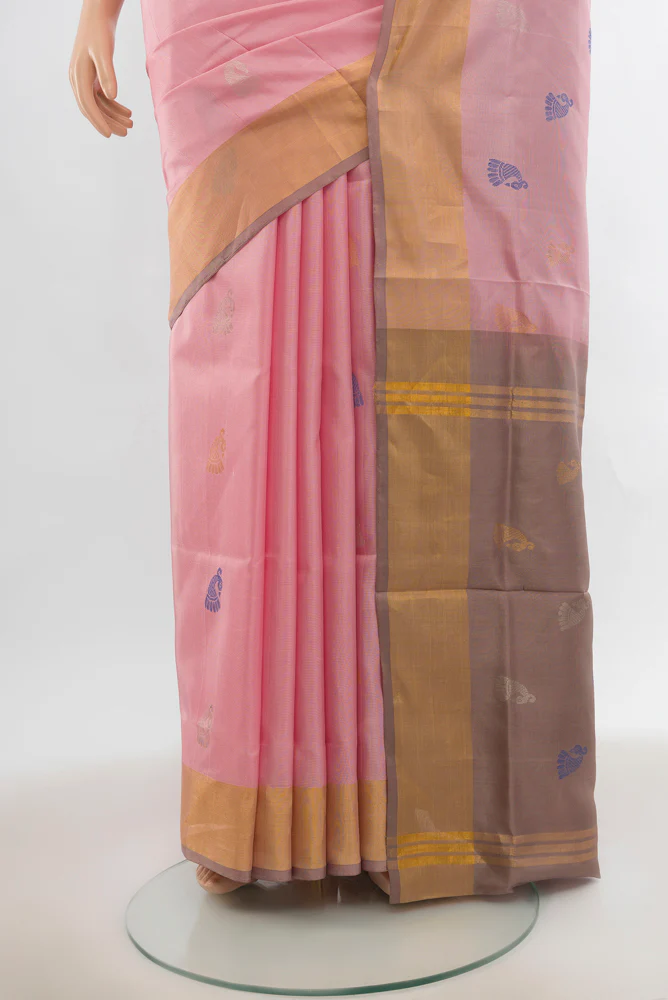 Rose pink Uppada Silk Saree - Image 3
