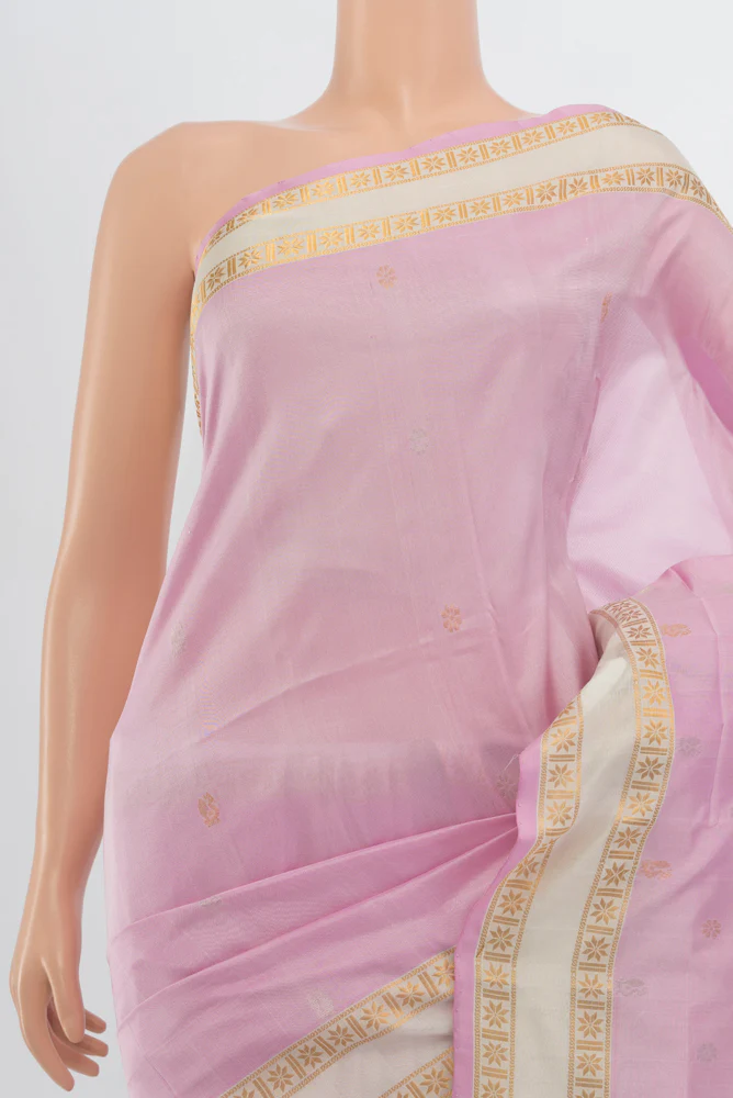 Rose pink Uppada Silk Saree - Image 2
