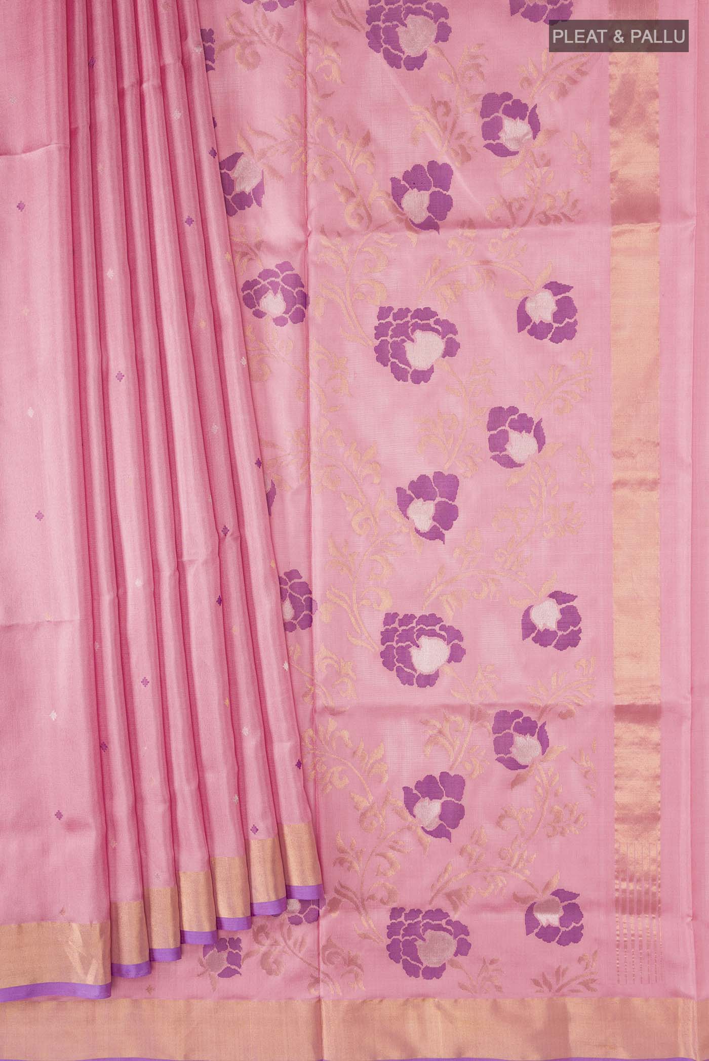 Rose pink Uppada Silk Saree - Image 4