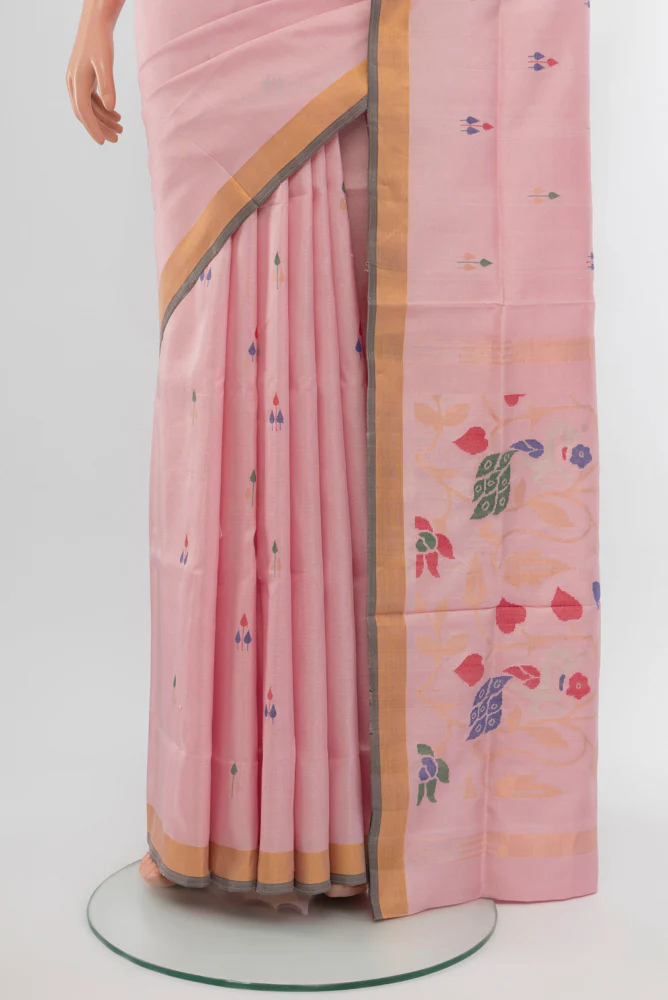 Rose pink Uppada Silk Saree - Image 3