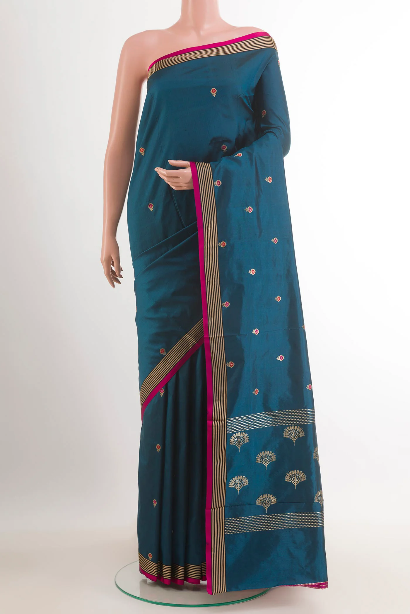 Blue Banarasi Katan Silk Saree