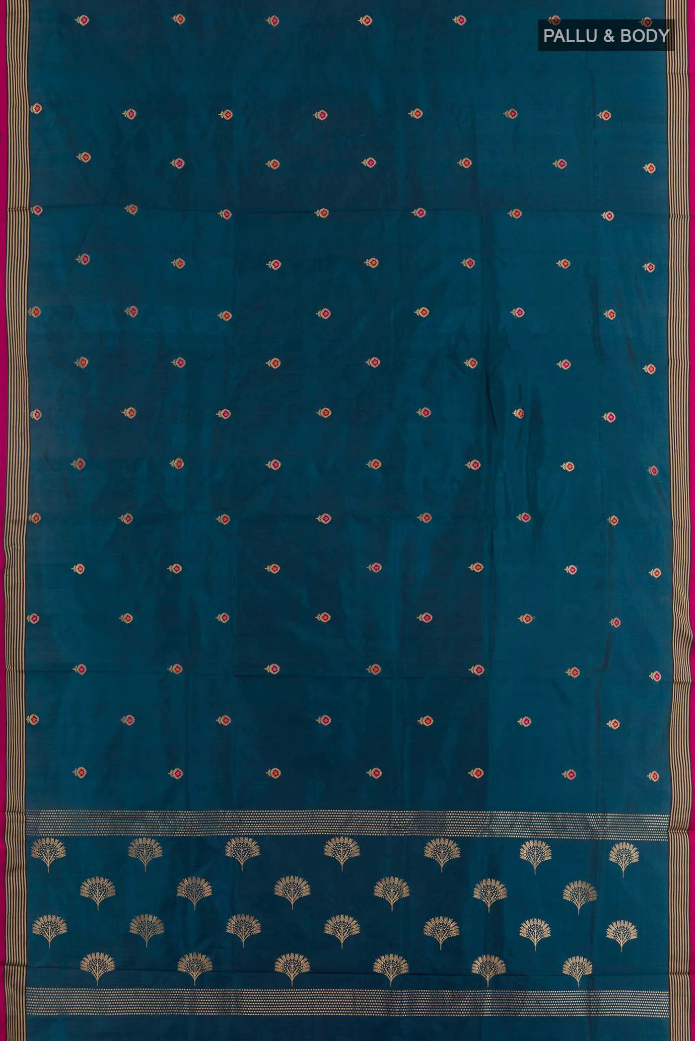 Blue Banarasi Katan Silk Saree - Image 3