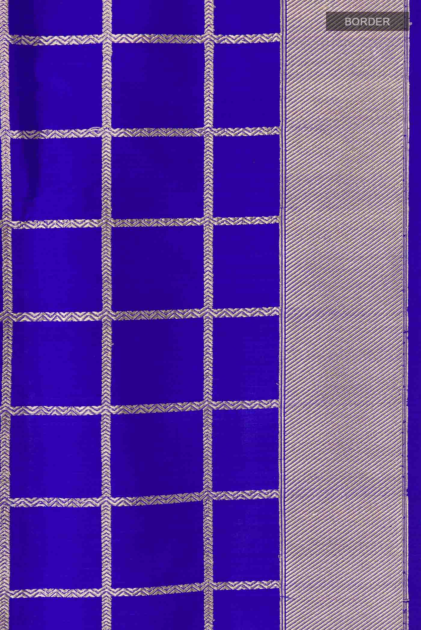 Royal Blue Banarasi Silk Saree - Image 3