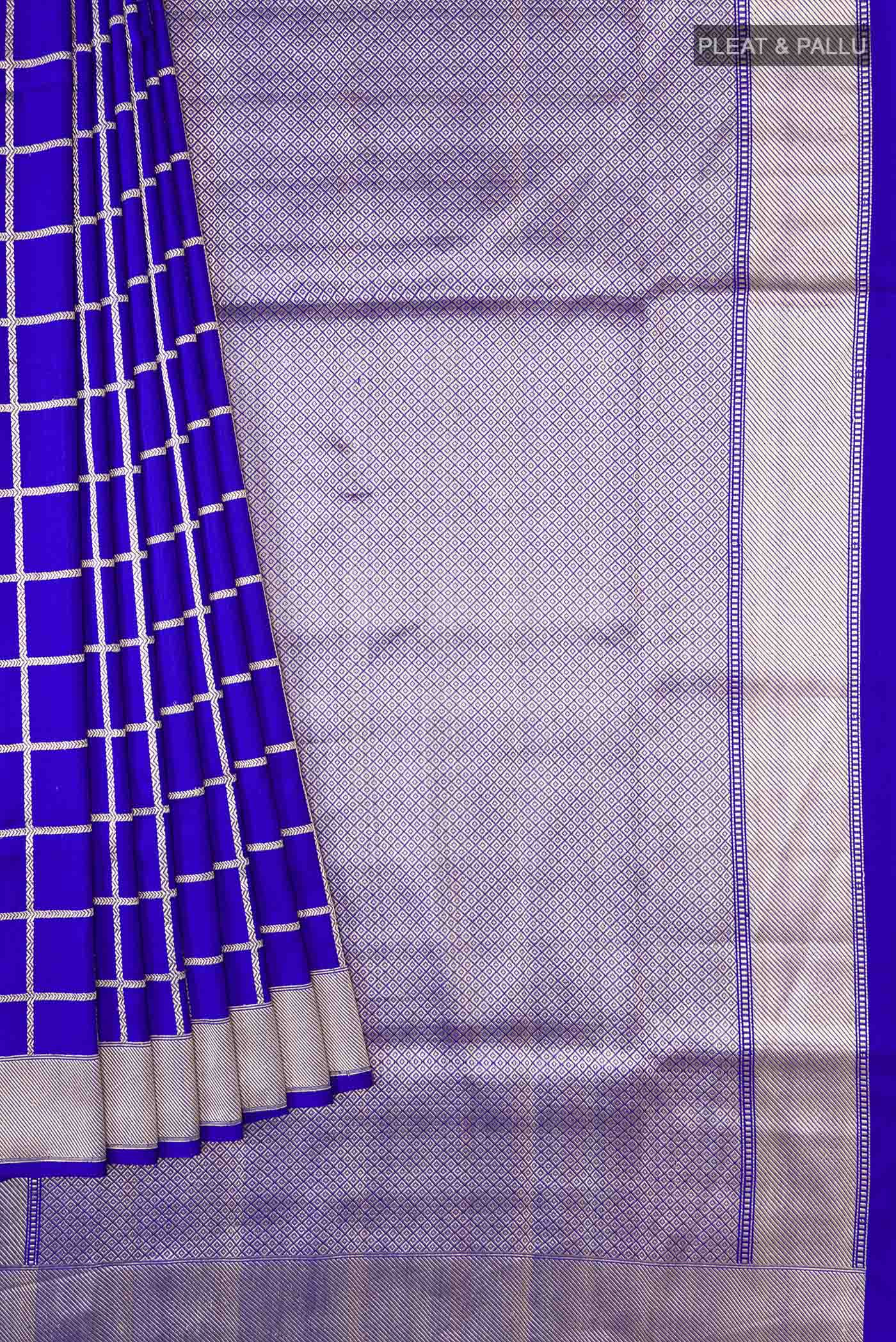 Royal Blue Banarasi Silk Saree - Image 4
