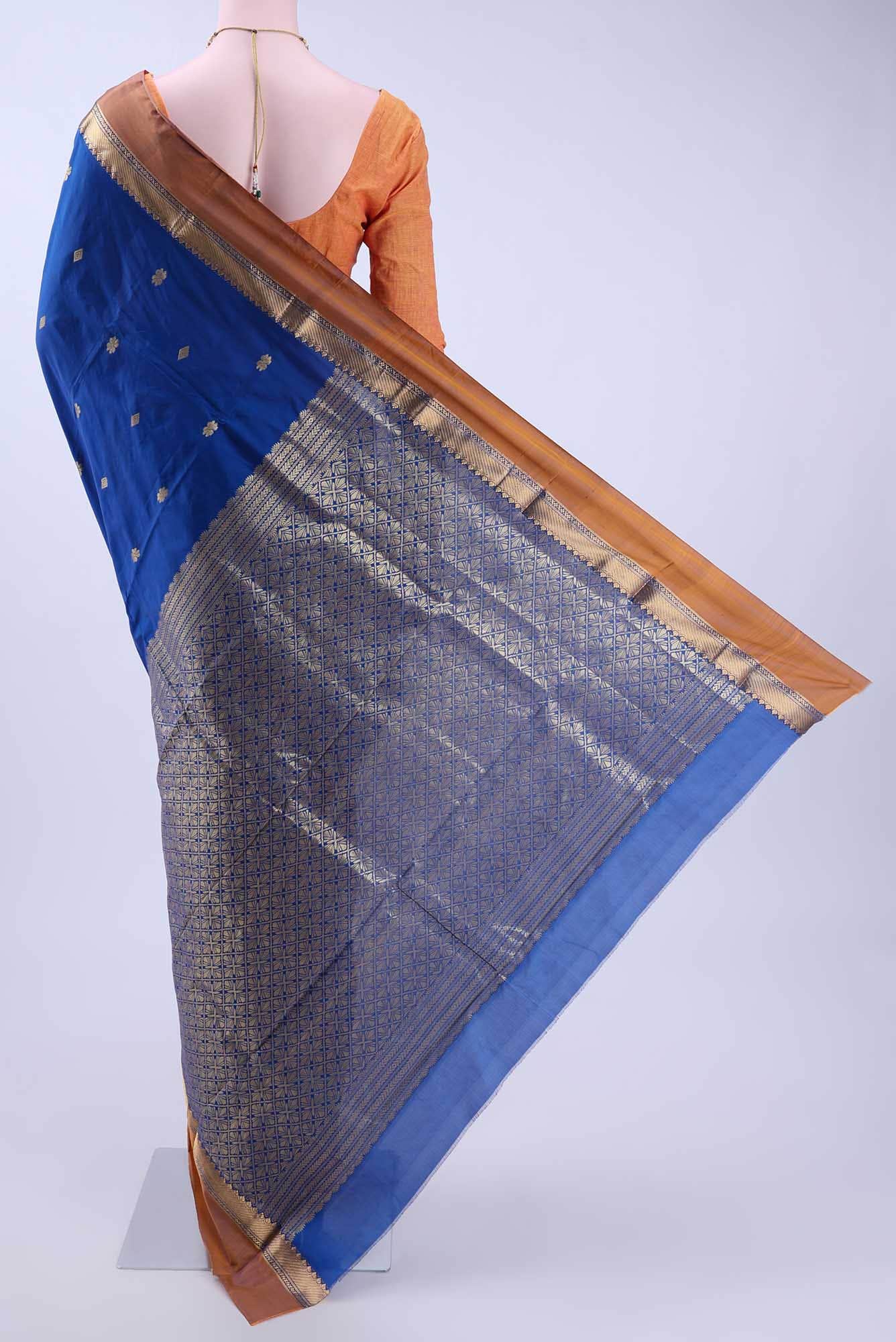 Royal Blue Blended Bangalore Silk Saree - Image 2