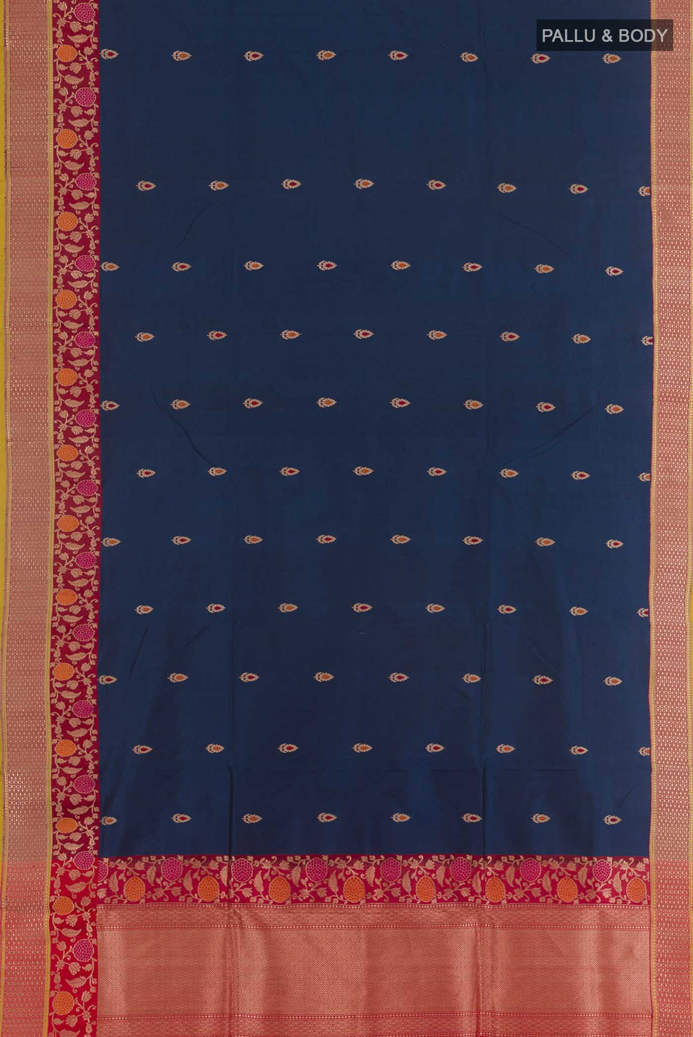 Blue Banarasi Katan Silk Saree - Image 3