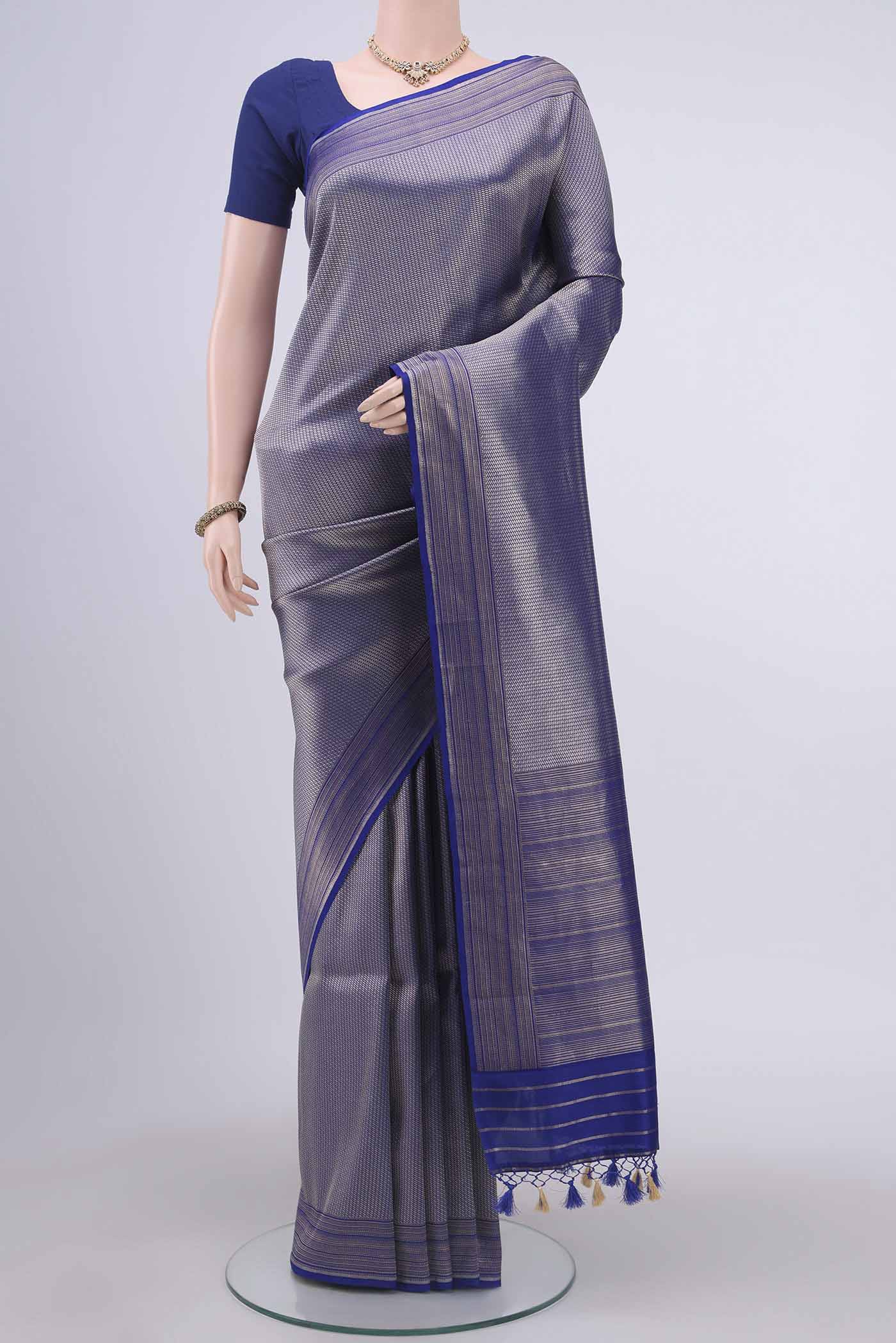 Royal Blue Dual Tone Banarasi Silk Saree