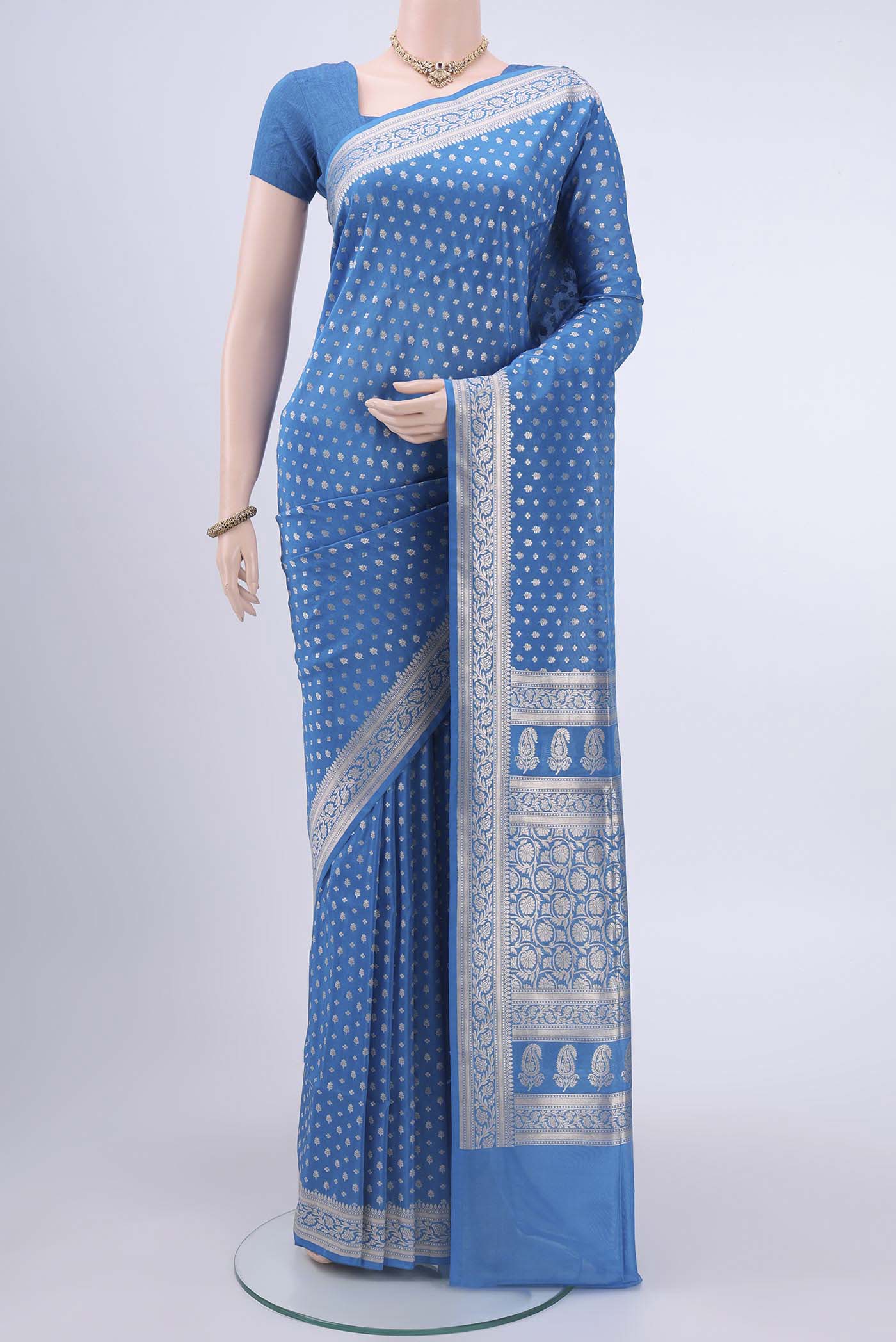 Royal Blue Dual Tone Banarasi Silk Saree