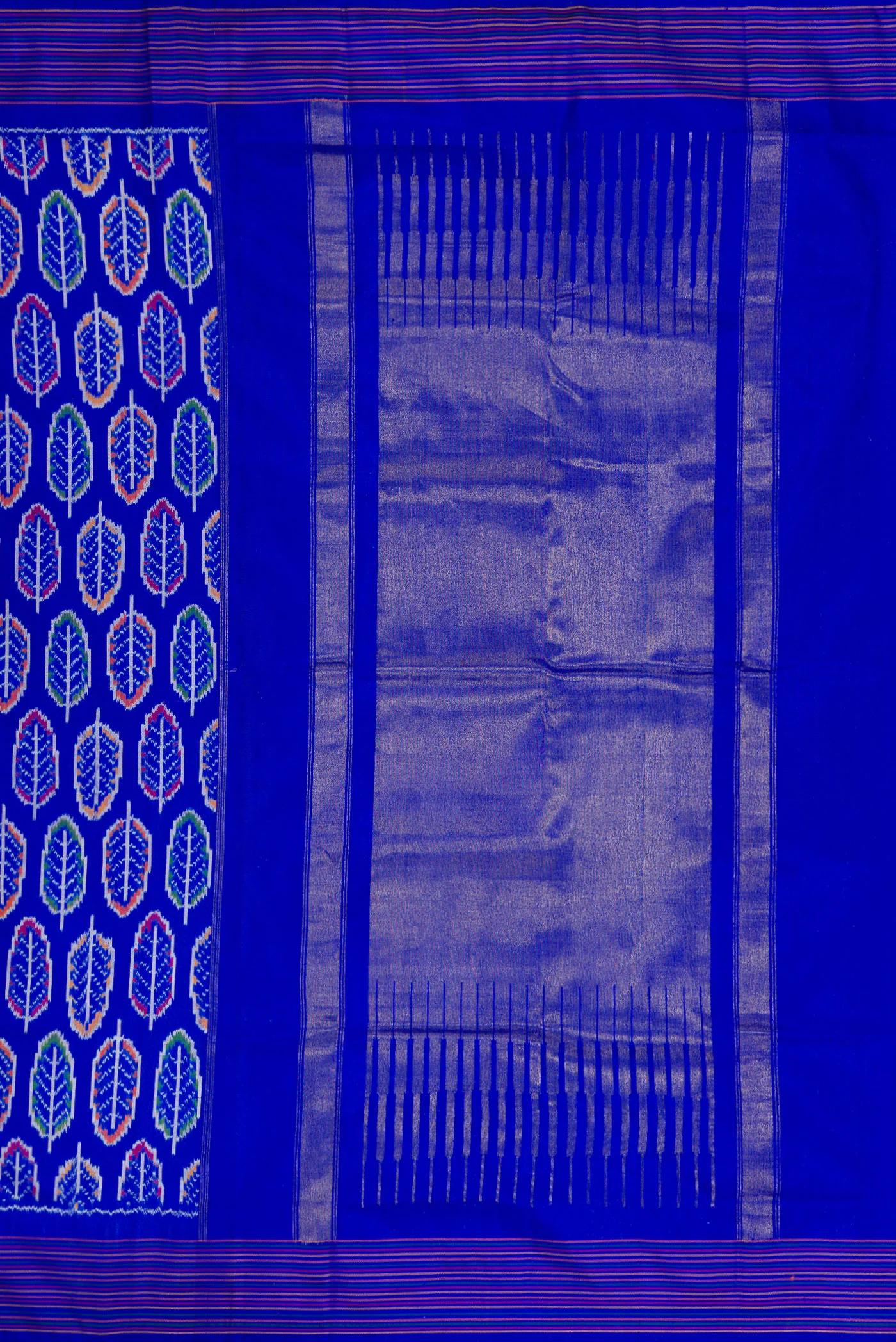 Royal Blue Double Ikat Saree - Image 7