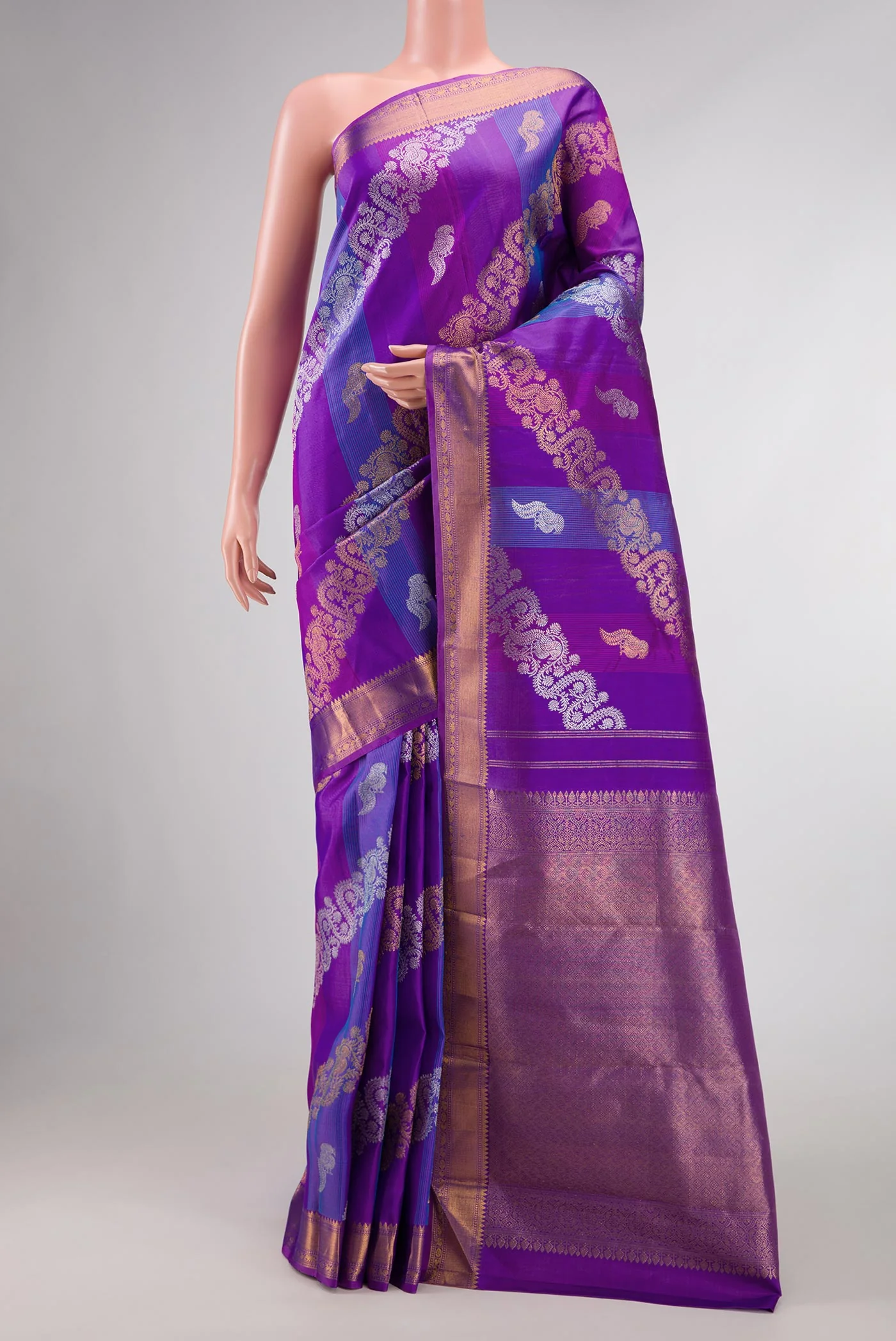 Royal Blue Dual Tone Kanchipuram Silk Saree