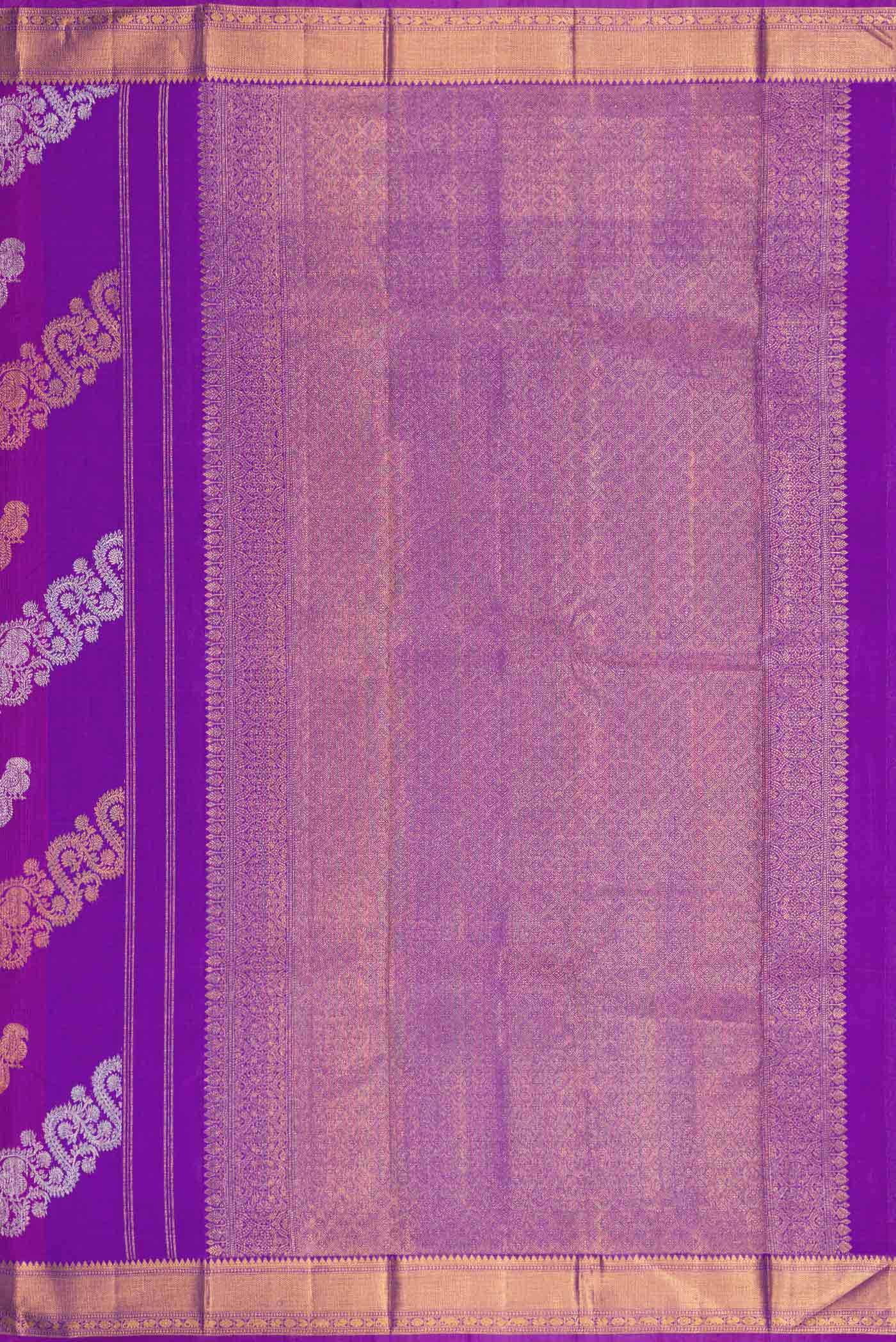Royal Blue Dual Tone Kanchipuram Silk Saree - Image 7