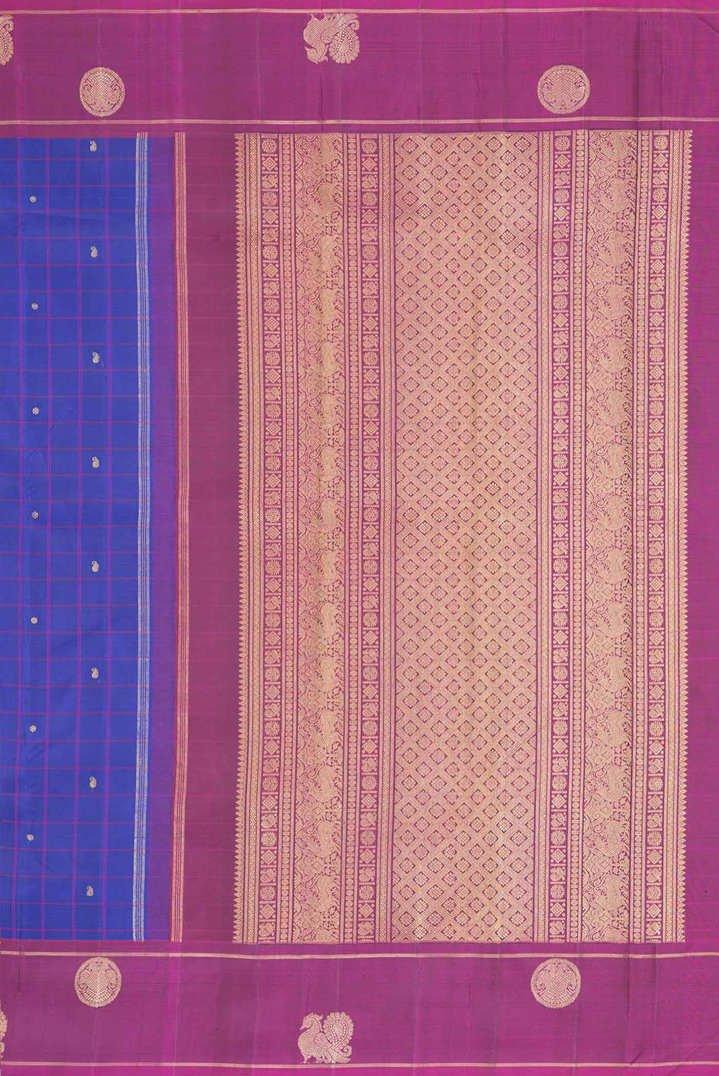 Royal Blue Dual Tone Kanchipuram Silk Saree - Image 7