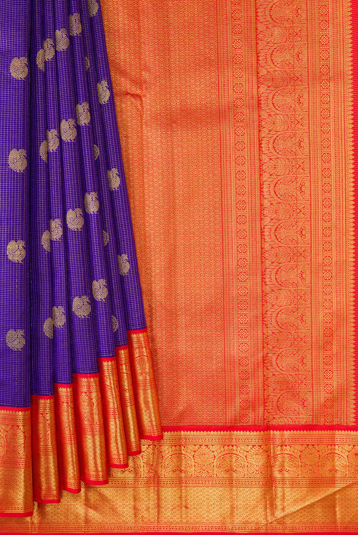 Blue Kanchipuram Silk Saree - Image 4
