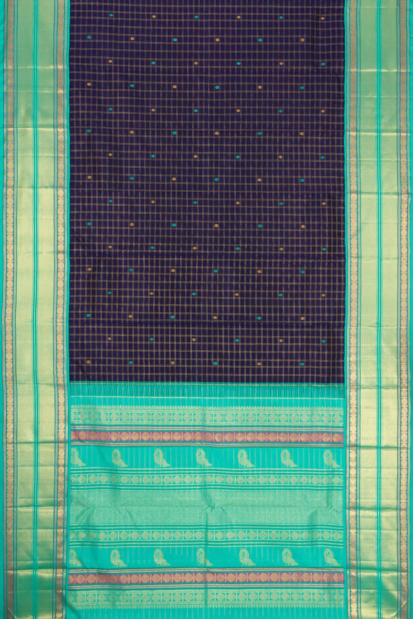 Navy Blue Kanjivaram Silk Saree - Image 6