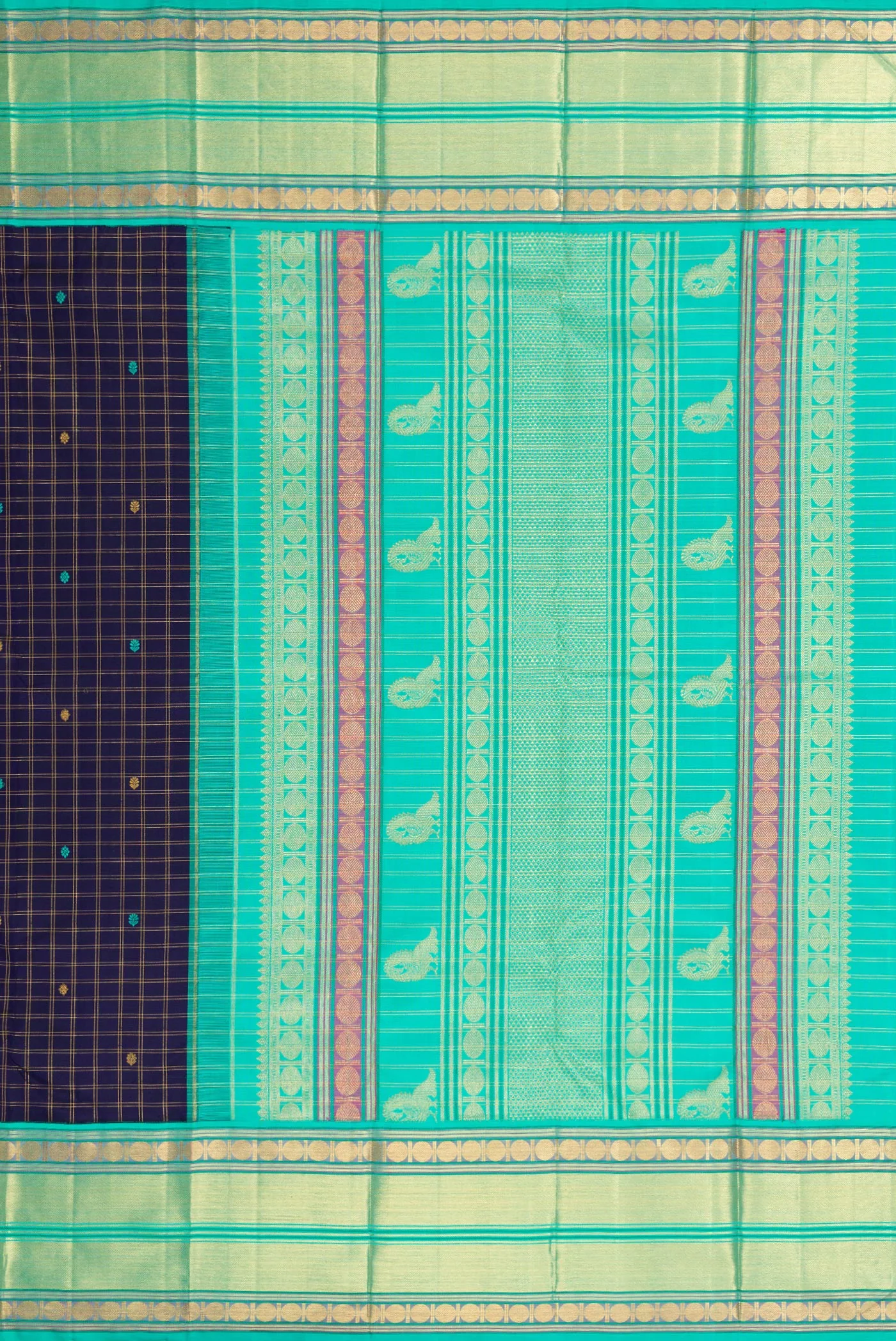 Navy Blue Kanjivaram Silk Saree - Image 7